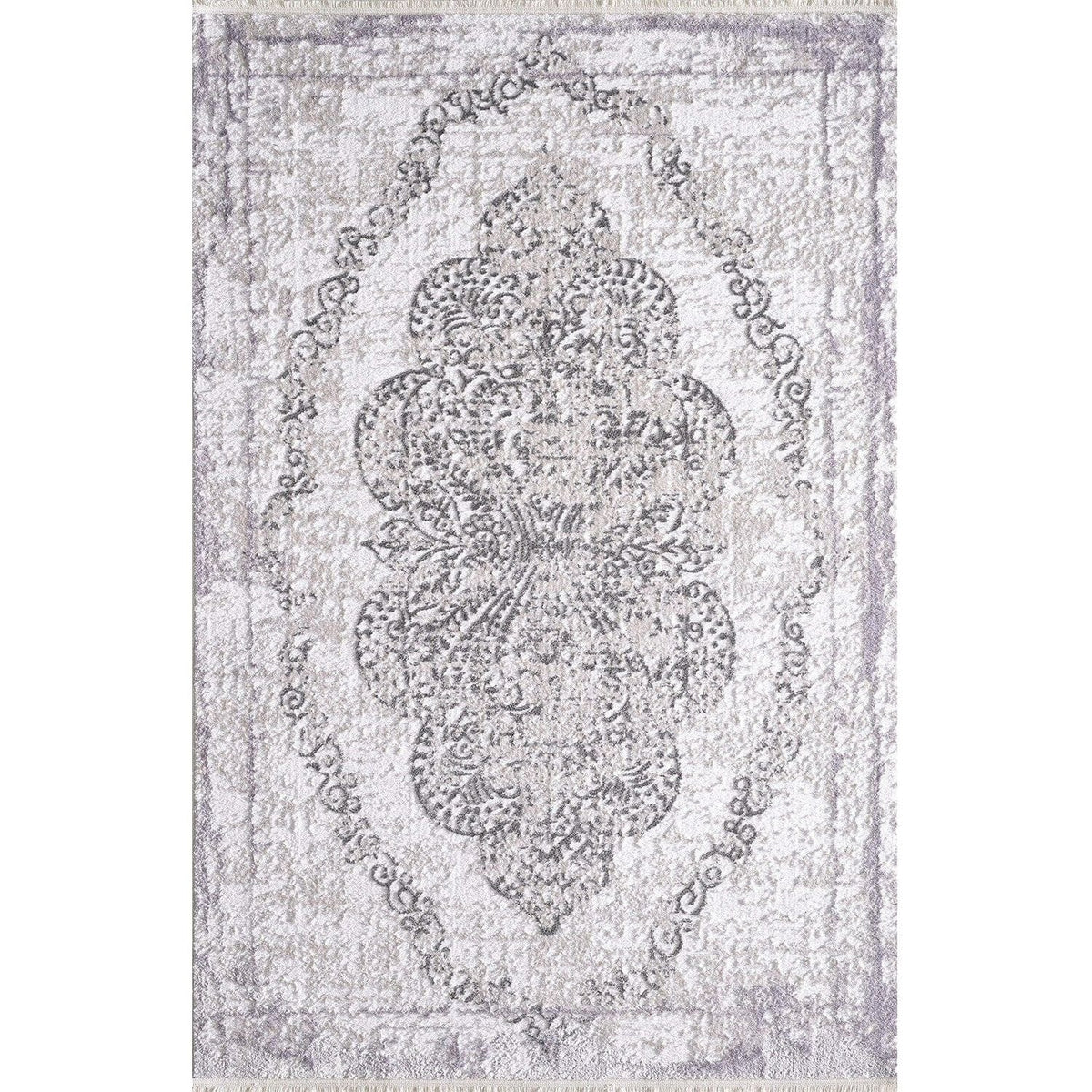 Covor JASMINE 1423, 160x230 cm, forma dreptunghiulara, poliester, gri/alb
