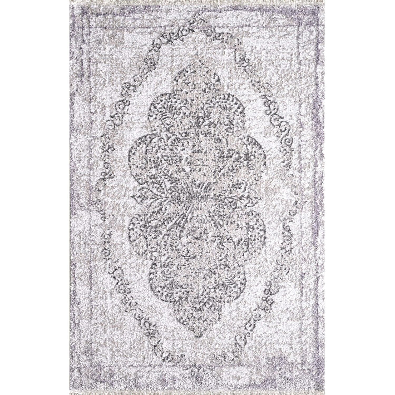 Covor JASMINE 1423, 160x230 cm, forma dreptunghiulara, poliester, gri/alb