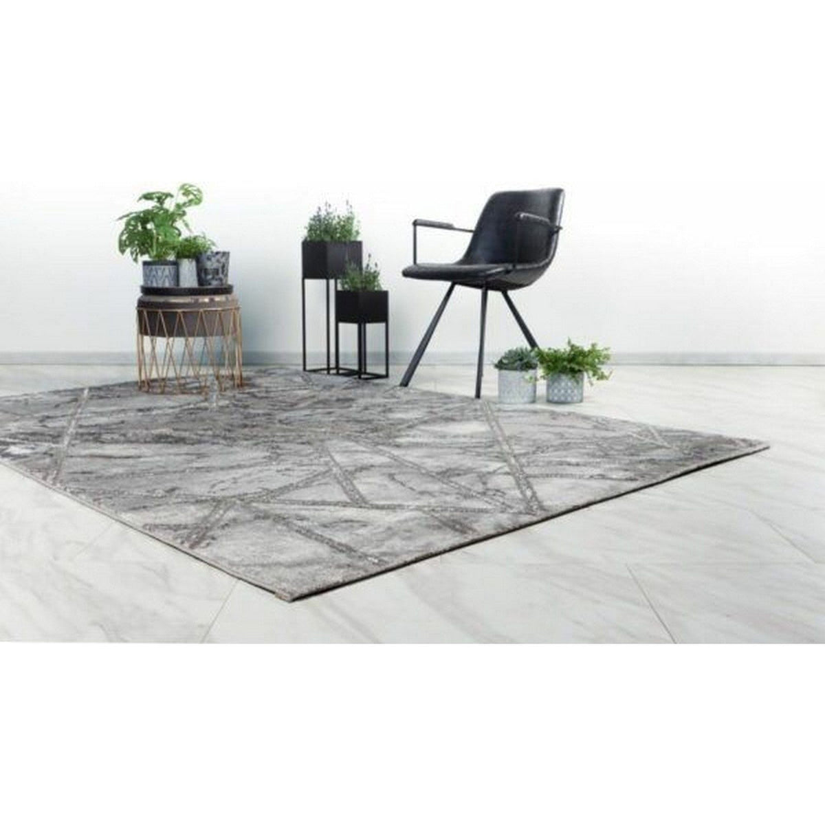 Covor MARMARIS 402, 80x150 cm, forma dreptunghiulara, polipropilena/poliester, gri