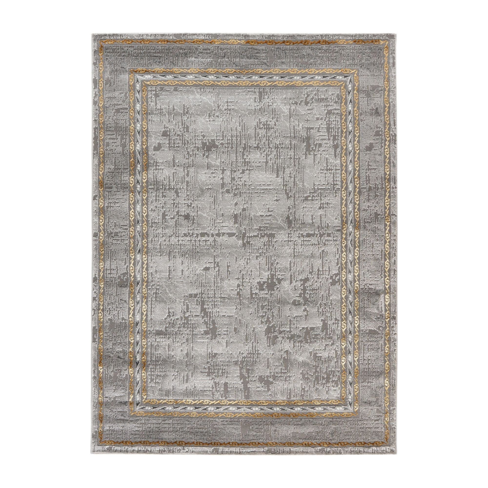 Covor MARMARIS 404, 160x230 cm, forma dreptunghiulara, polipropilena/poliester, gri/auriu