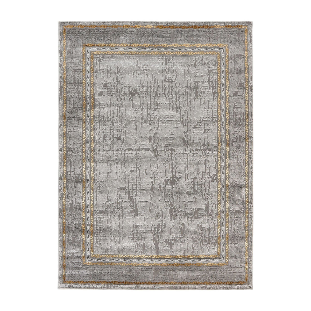 Covor MARMARIS 404, 80x150 cm, forma dreptunghiulara, polipropilena/poliester, gri/auriu