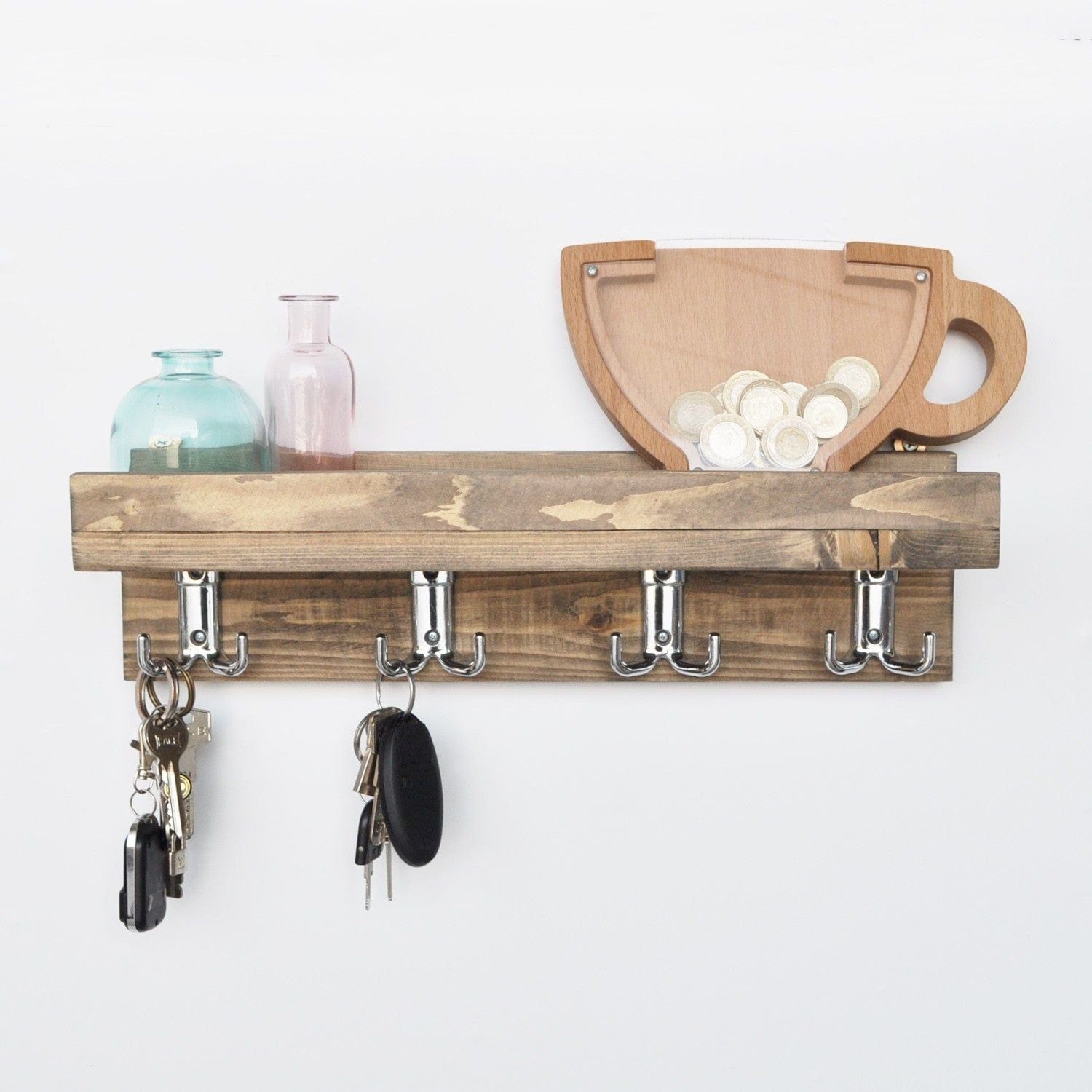 Cuier AA037, stejar inchis, lemn, 40x11x11 cm