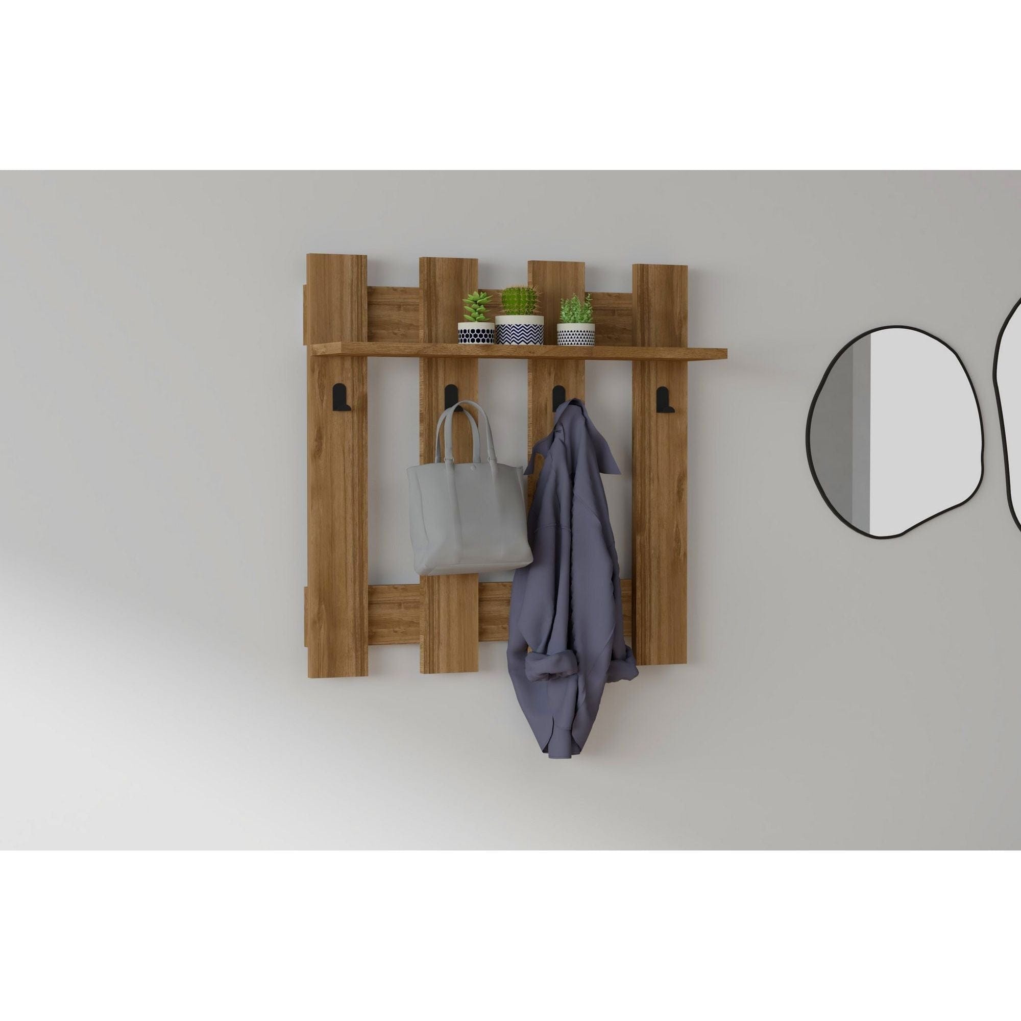 Cuier CARINA, stejar inchis, PAL melaminat, 70x18x70 cm