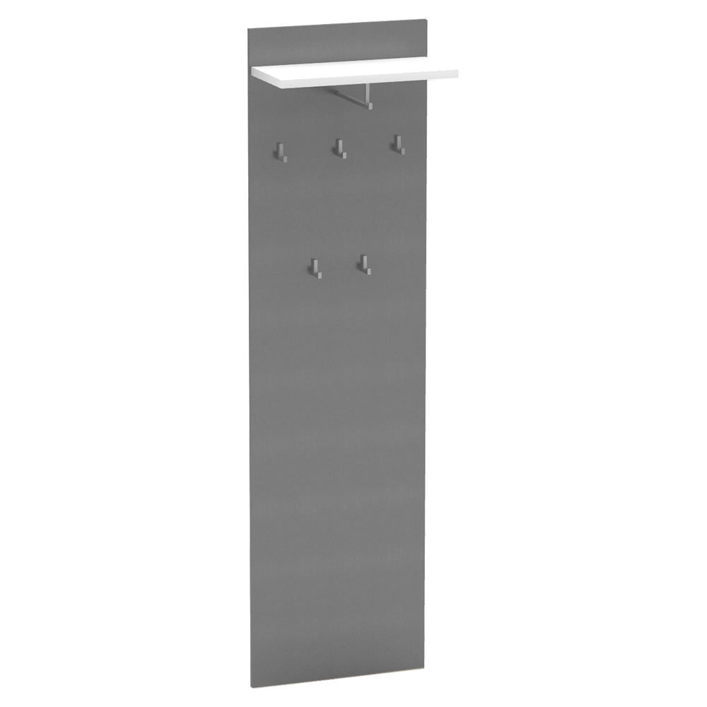Cuier cu bara de umerase RIOMA NEW TYP 19, gri grafit/alb, DTD laminat, 50x25x181 cm