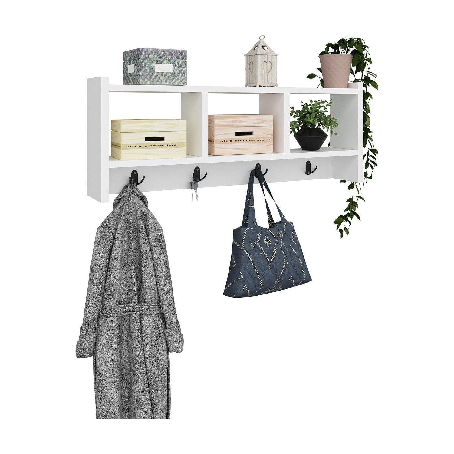 Cuier STAR, alb, PAL melaminat, 76x22x35 cm