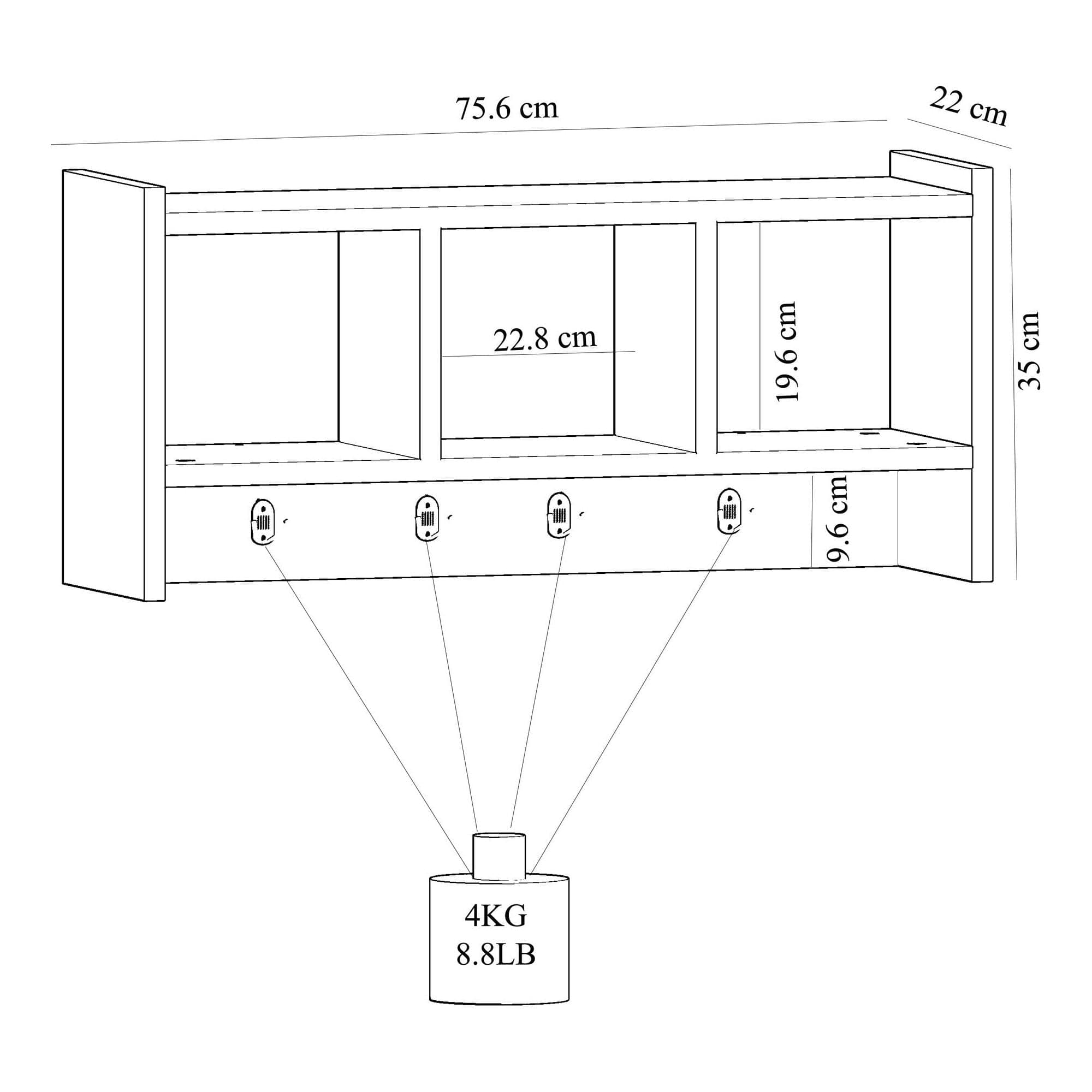 Cuier STAR, alb, PAL melaminat, 76x22x35 cm