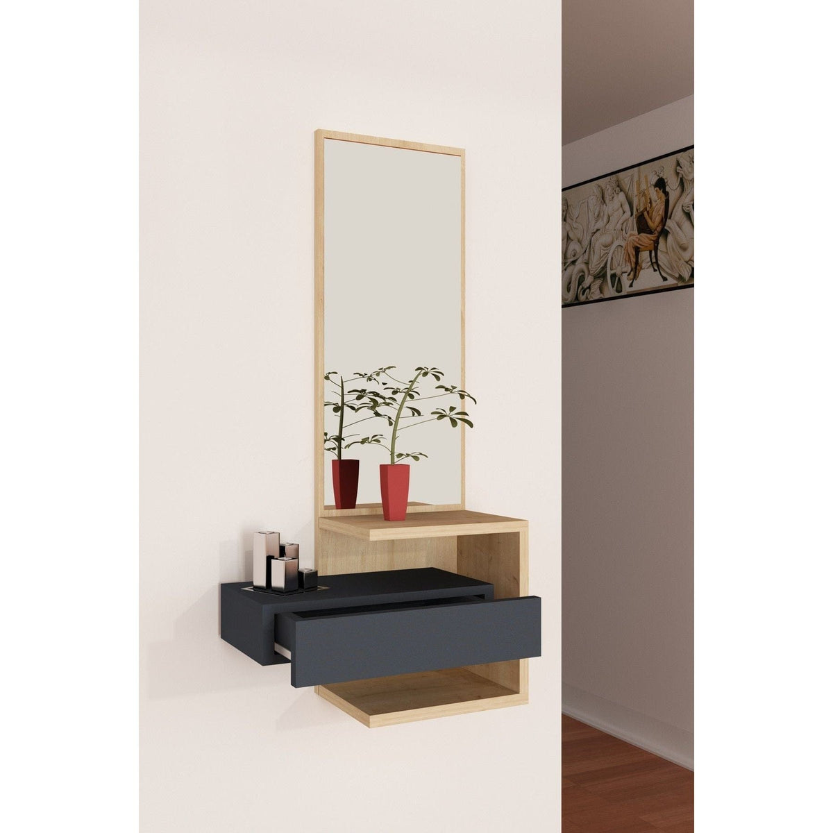 Cuier STELLA, stejar, PAL melaminat, 76x22x35 cm