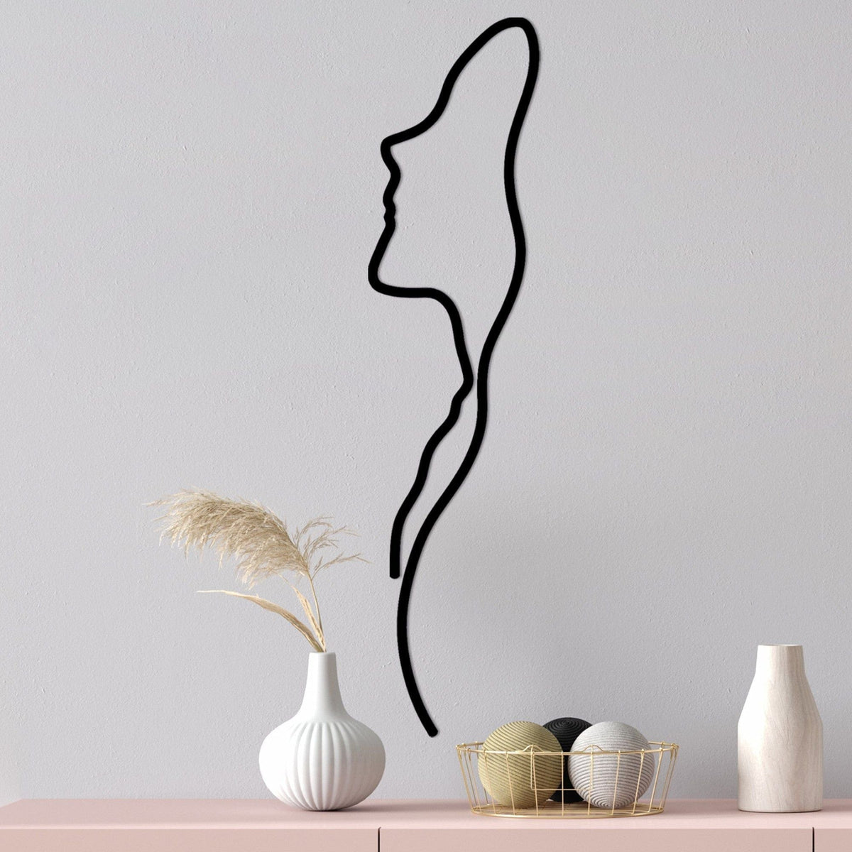 Decoratiune perete 891TNL1988, negru, metal, 18x74 cm
