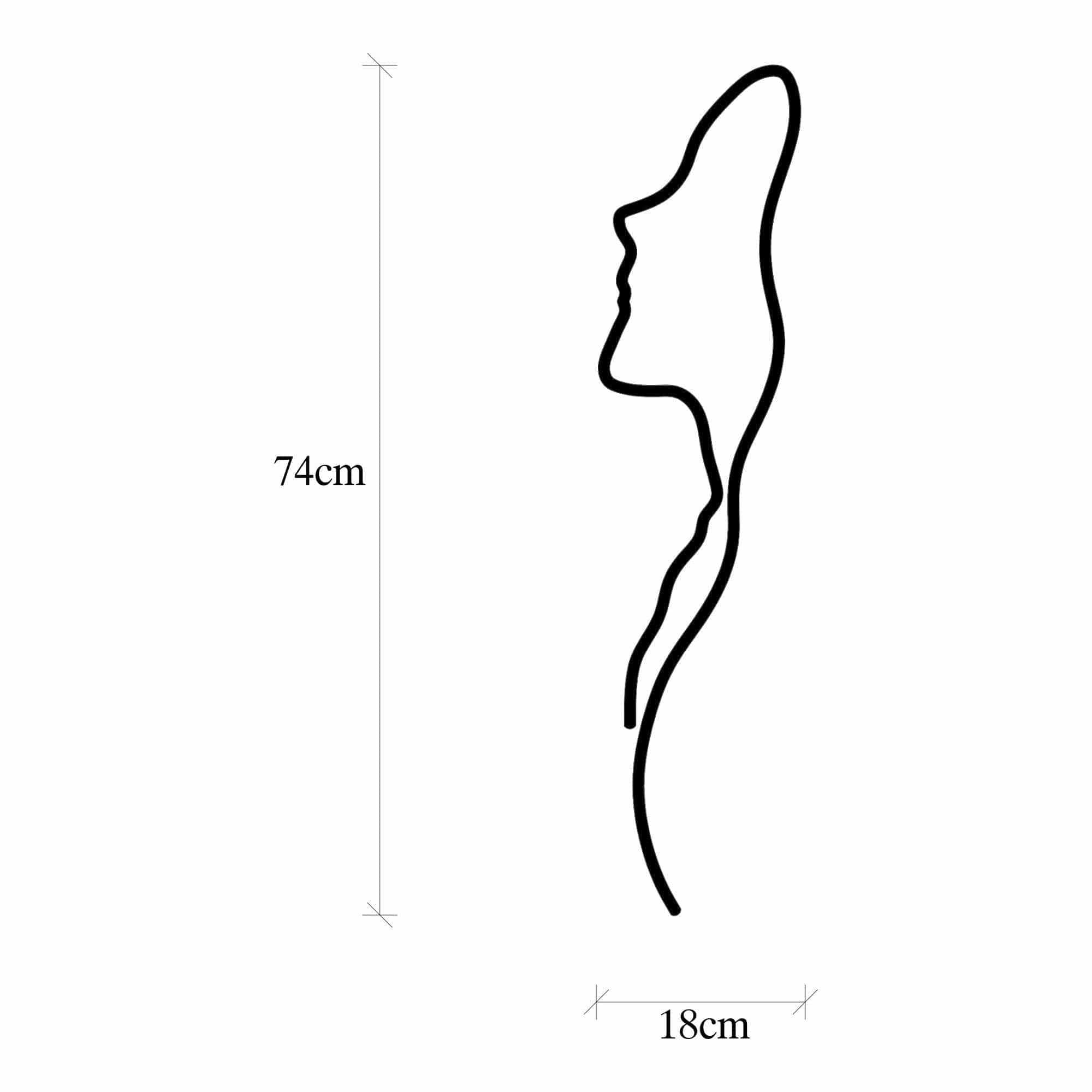 Decoratiune perete 891TNL1988, negru, metal, 18x74 cm