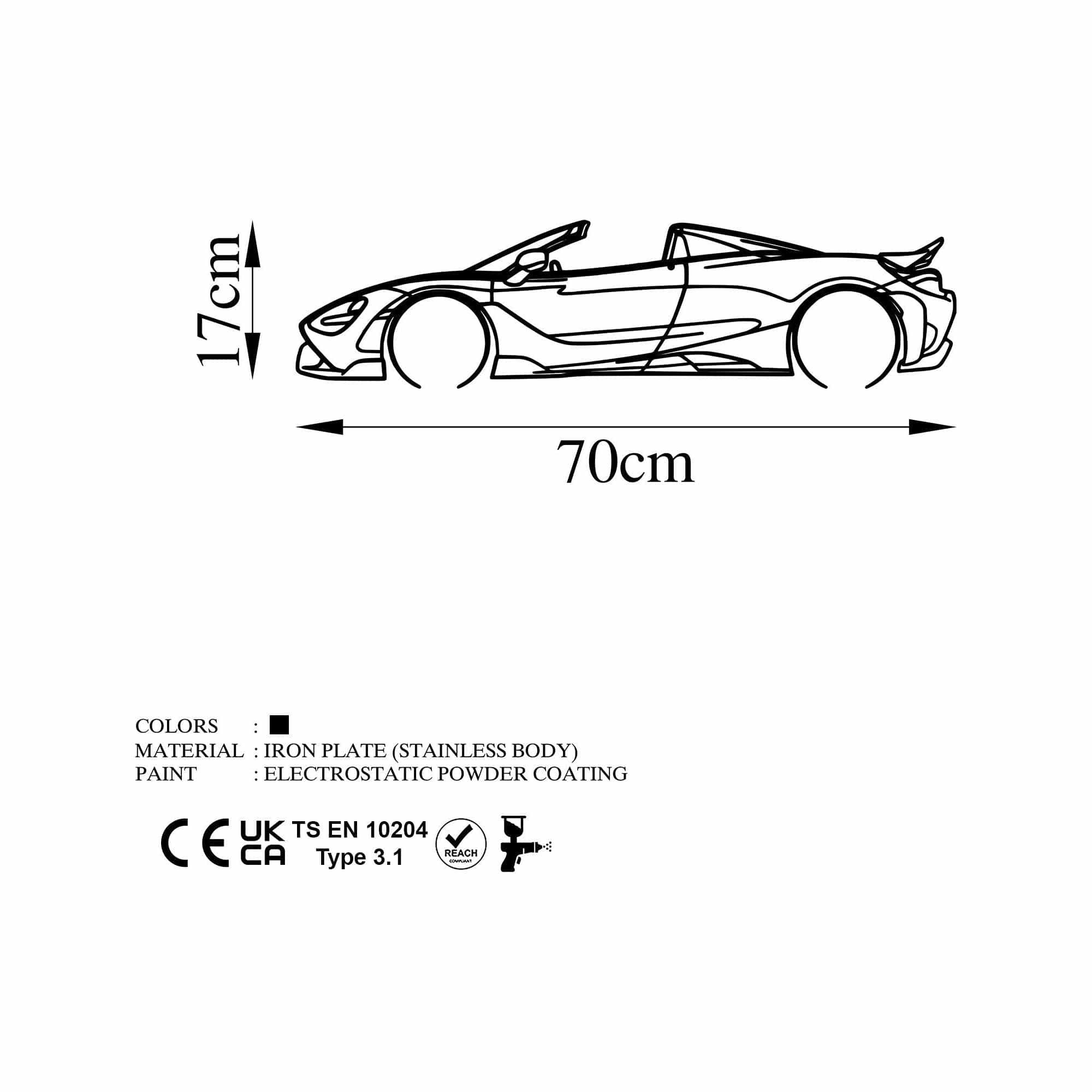 Decoratiune perete 891TNL2362, negru, metal, 70x17 cm