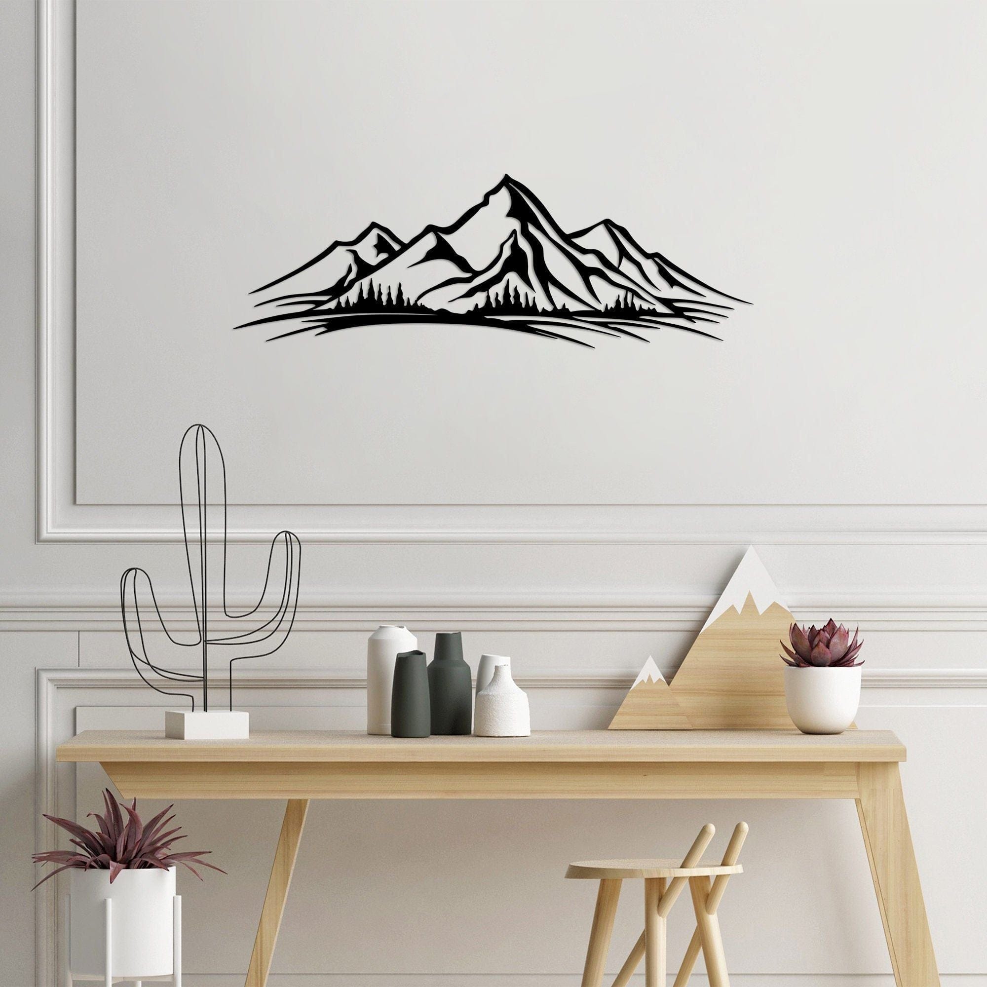 Decoratiune perete 891TNL3141, negru, metal, 70x23 cm