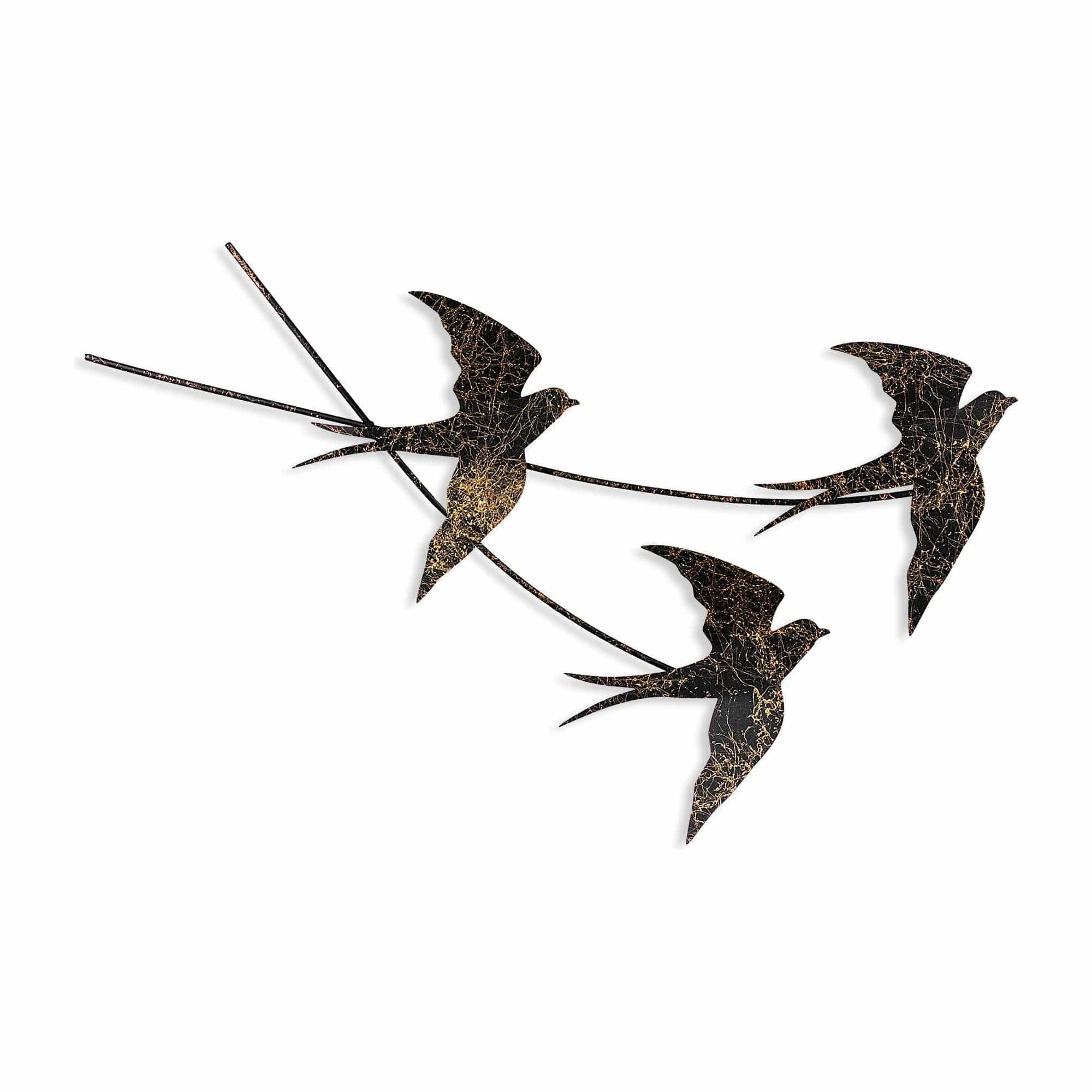 Decoratiune perete 930DYU1222, negru/auriu, metal, 70x42 cm