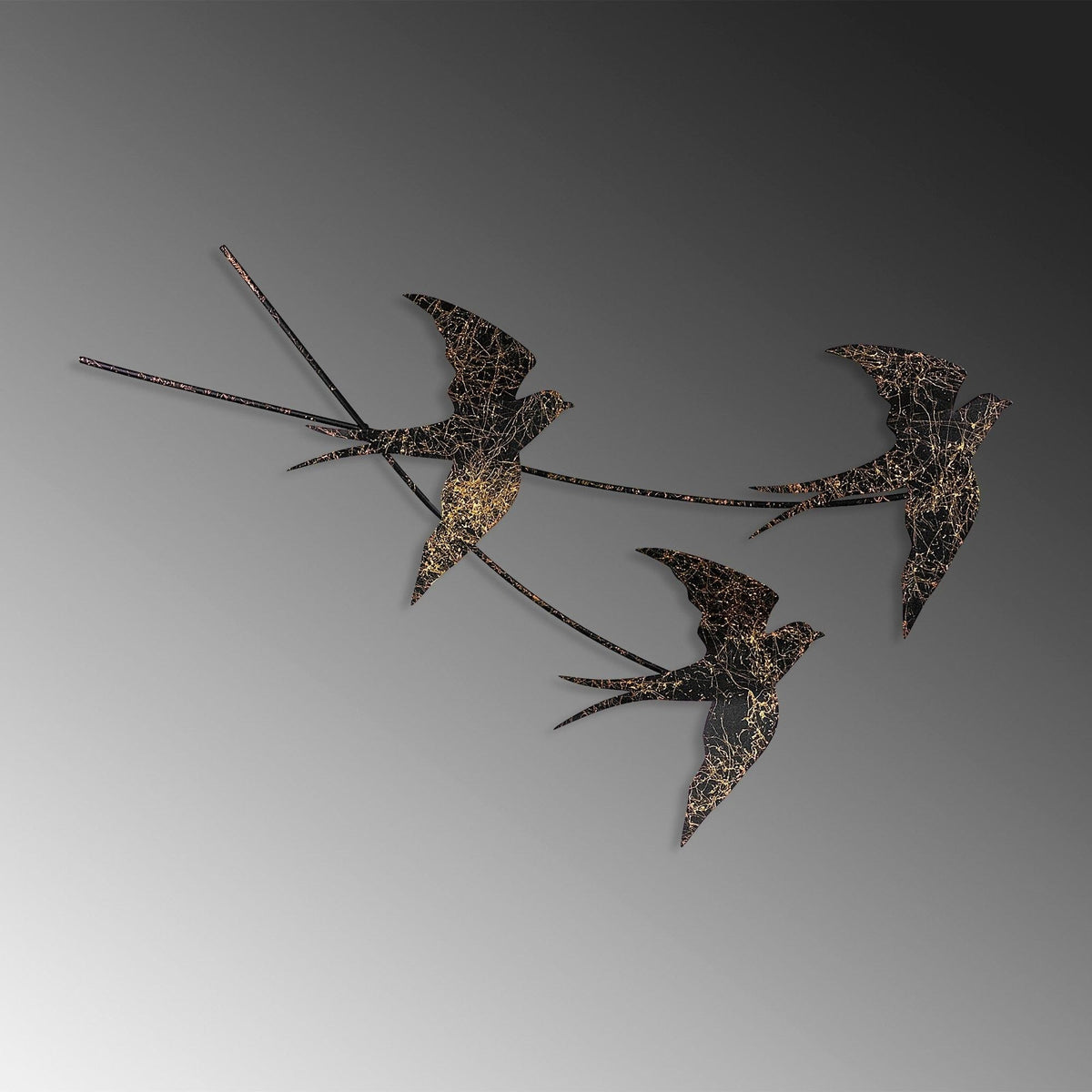 Decoratiune perete 930DYU1222, negru/auriu, metal, 70x42 cm