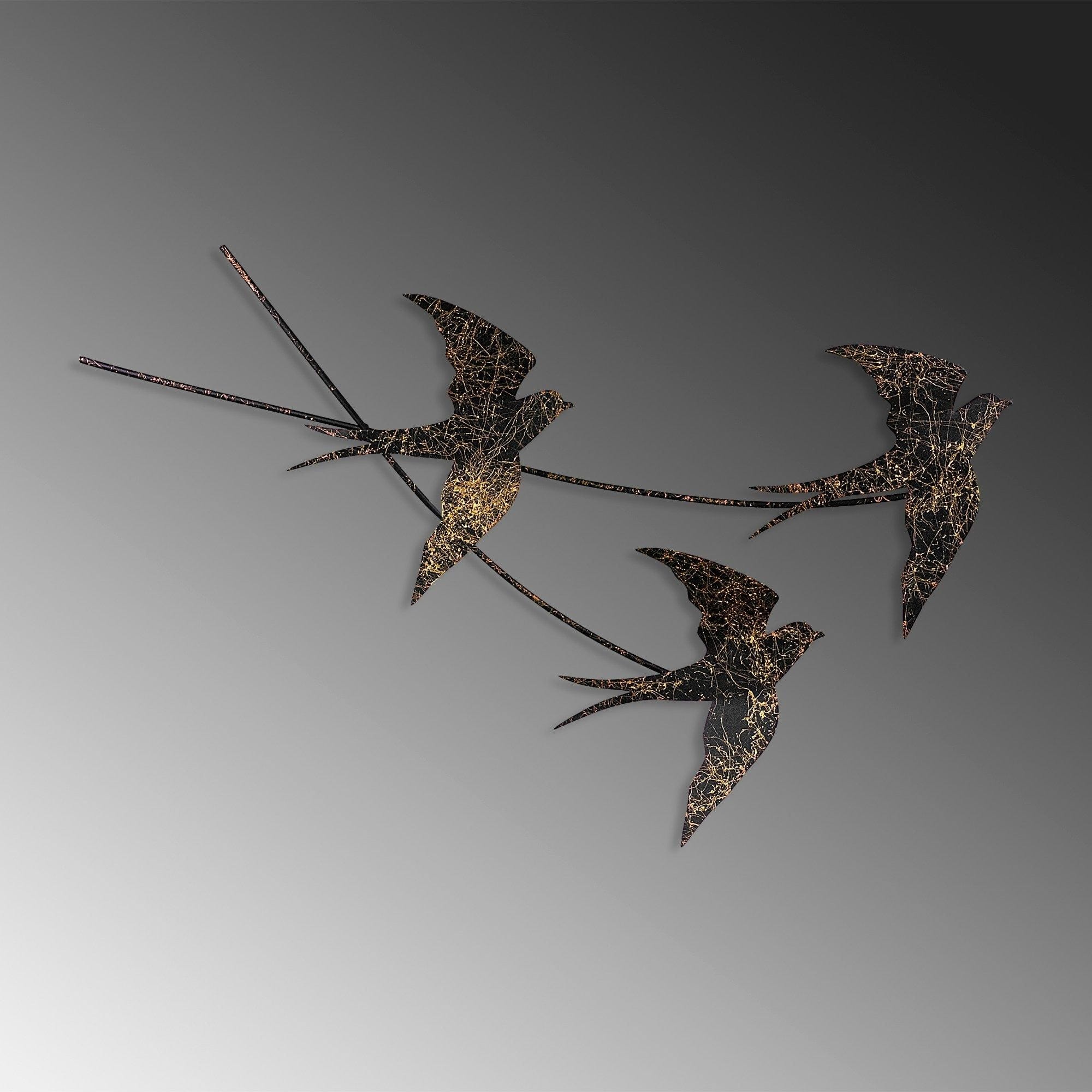 Decoratiune perete 930DYU1222, negru/auriu, metal, 70x42 cm