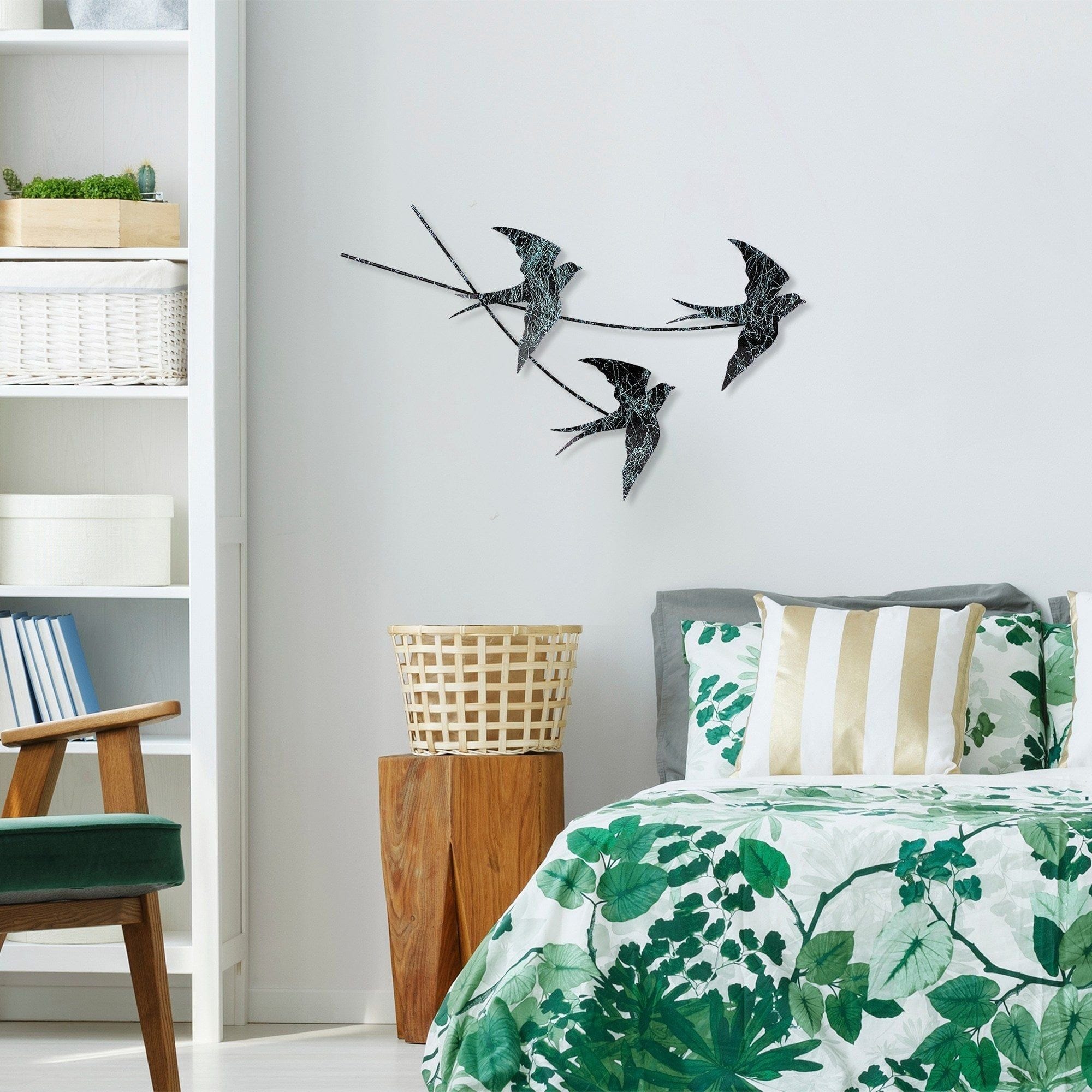 Decoratiune perete 930DYU1223, negru/alb, metal, 70x42 cm