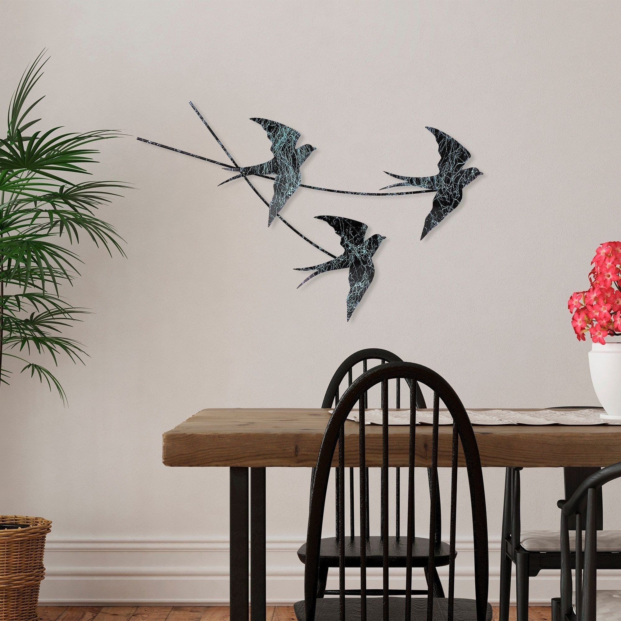 Decoratiune perete 930DYU1223, negru/alb, metal, 70x42 cm