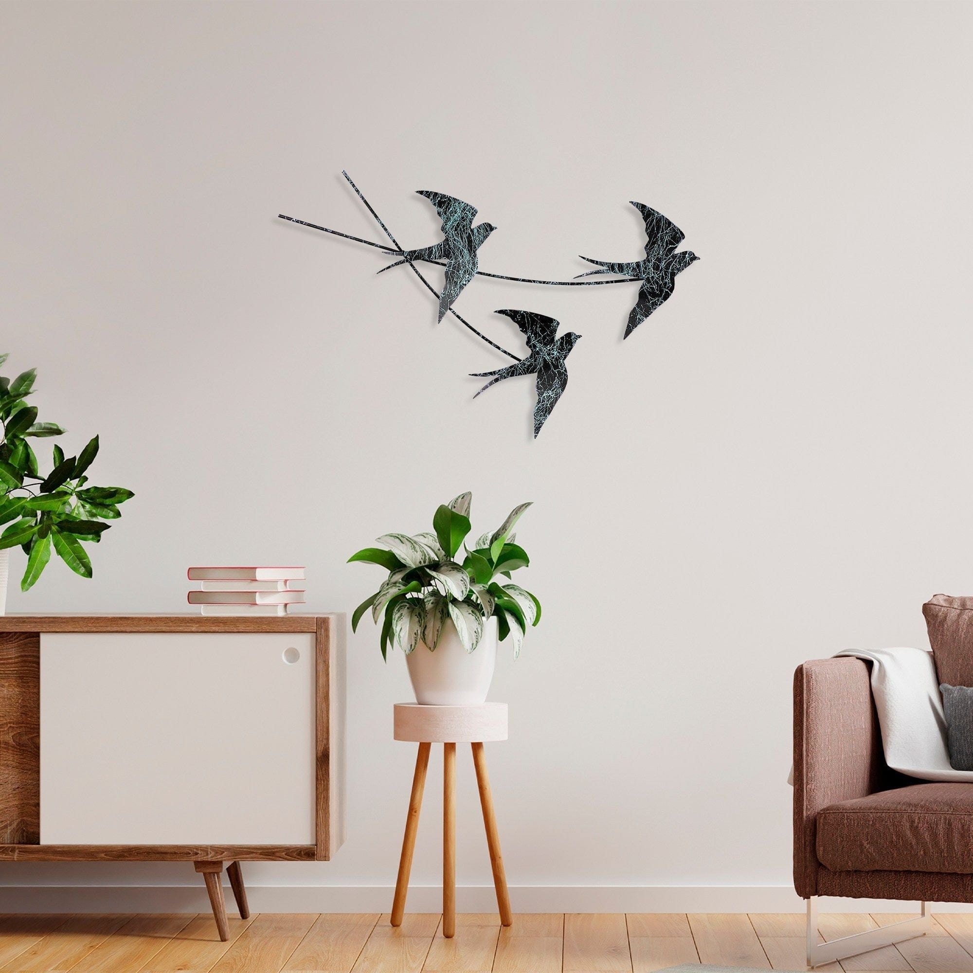 Decoratiune perete 930DYU1223, negru/alb, metal, 70x42 cm