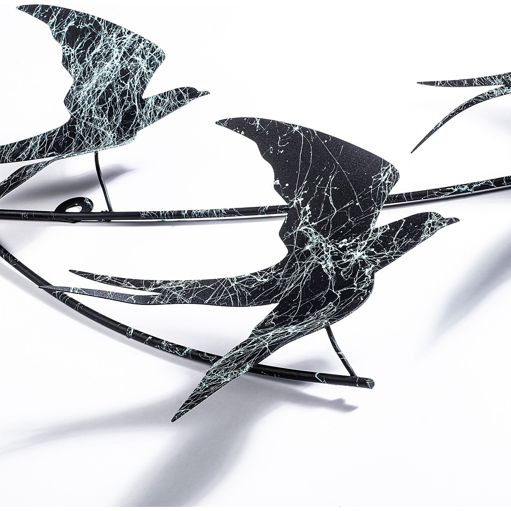 Decoratiune perete 930DYU1223, negru/alb, metal, 70x42 cm