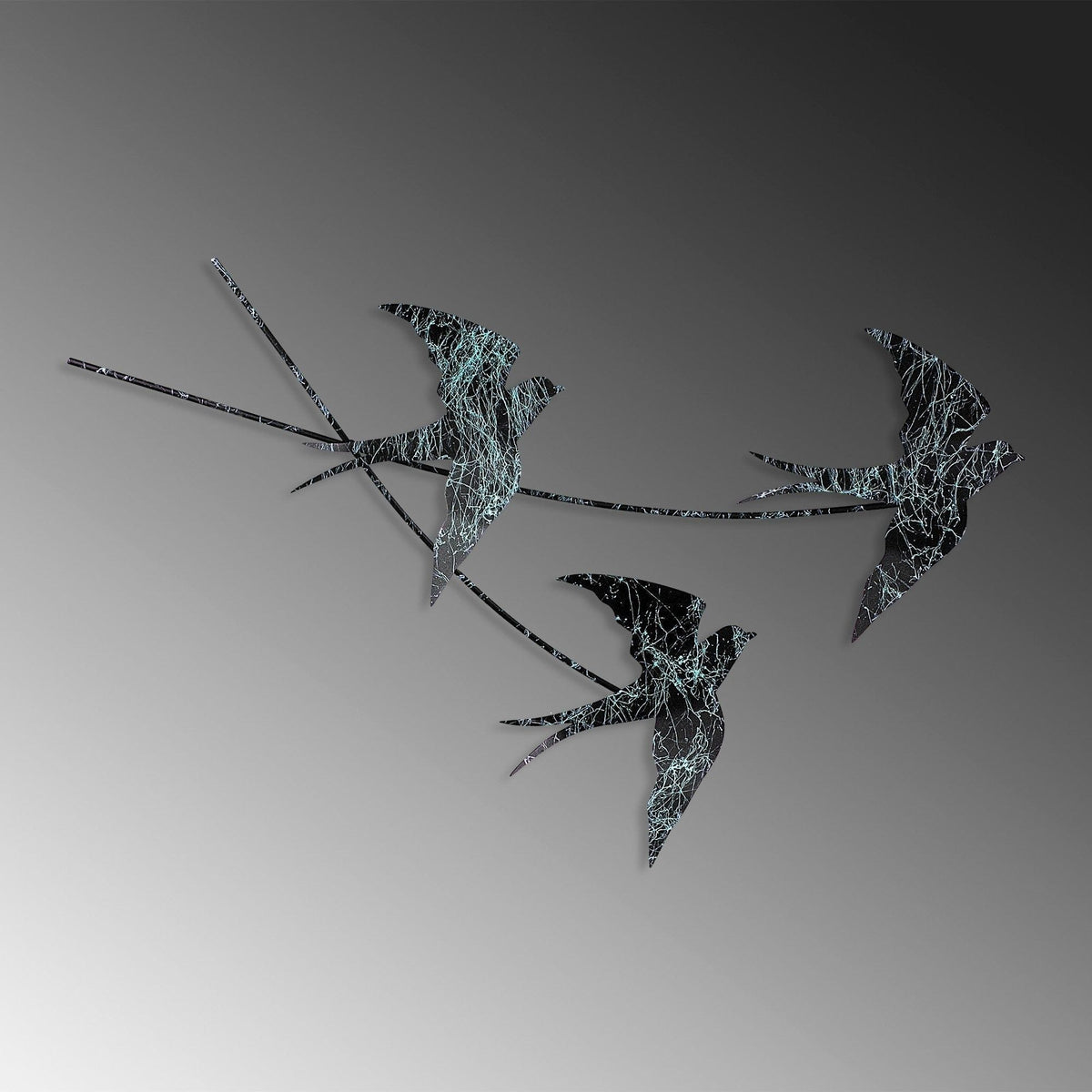 Decoratiune perete 930DYU1223, negru/alb, metal, 70x42 cm