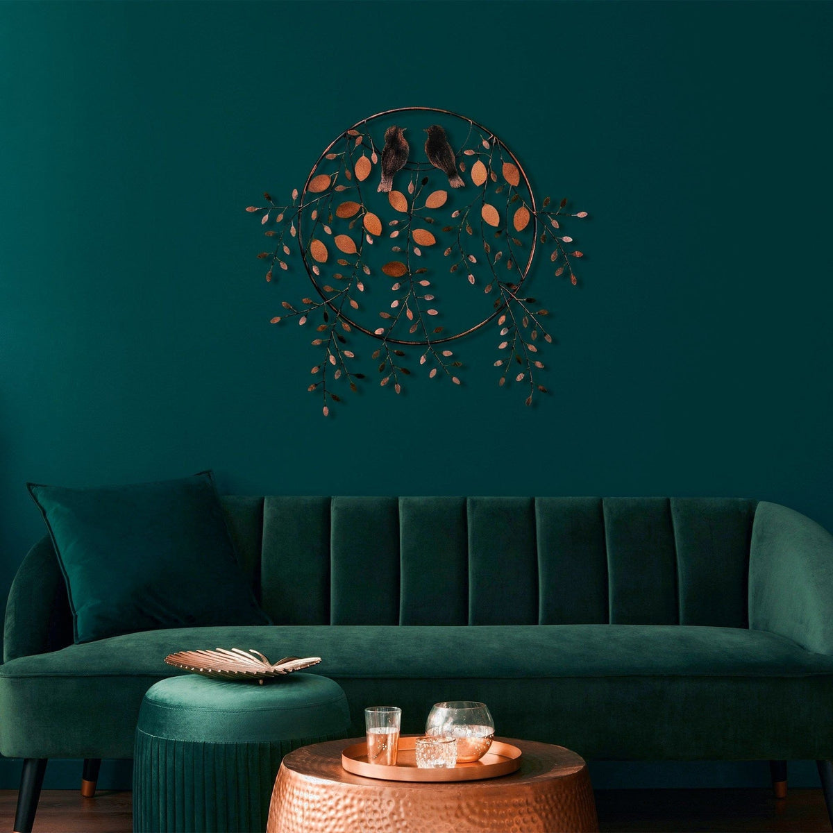 Decoratiune perete 930DYU1235, caramiziu/negru, metal, 86x75 cm