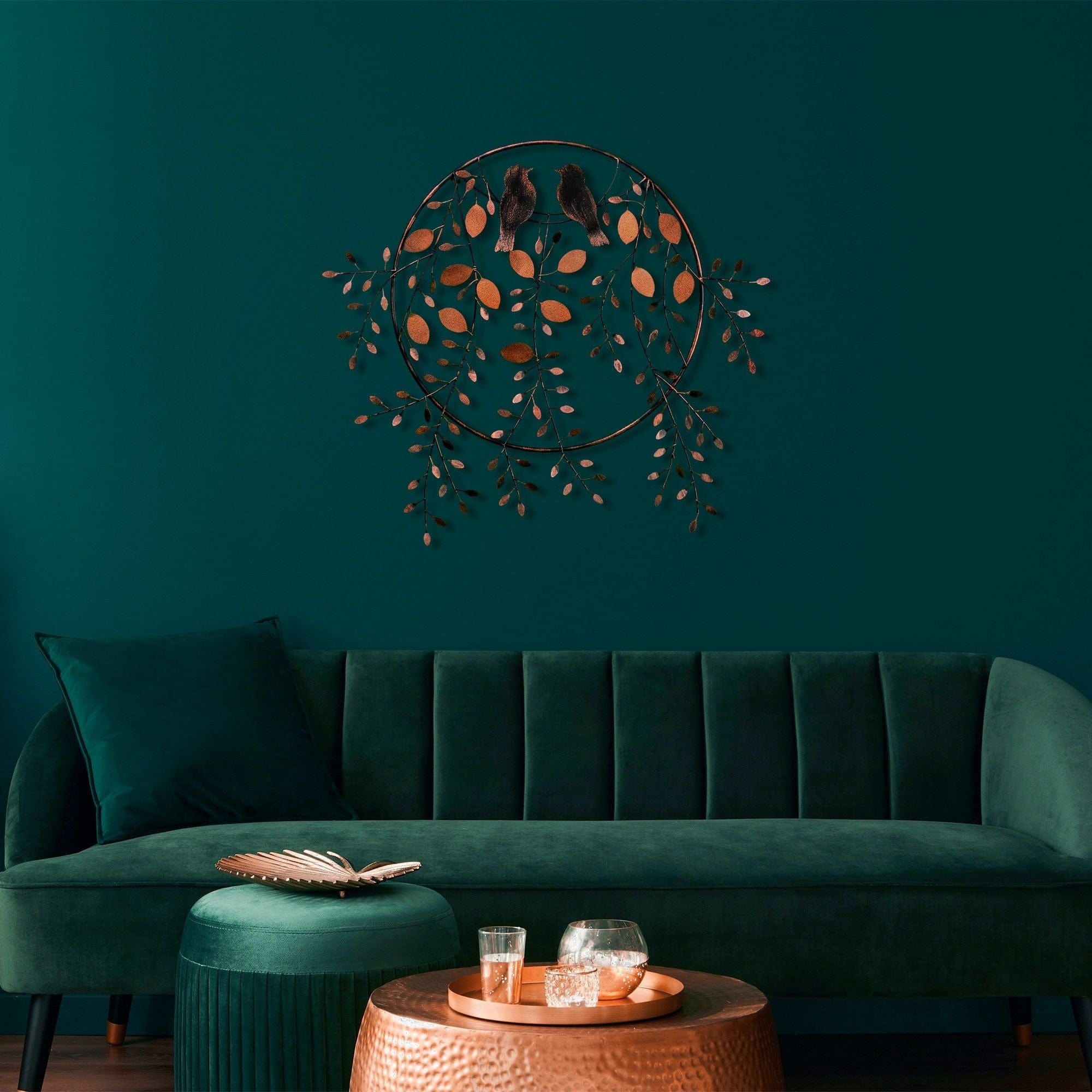 Decoratiune perete 930DYU1235, caramiziu/negru, metal, 86x75 cm