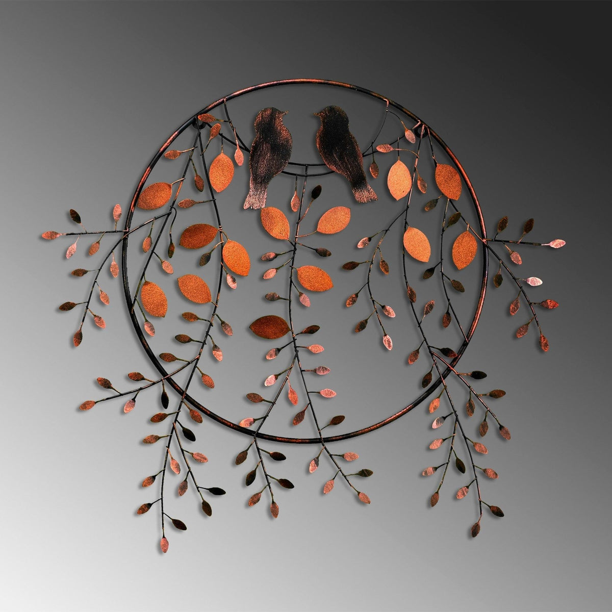 Decoratiune perete 930DYU1235, caramiziu/negru, metal, 86x75 cm