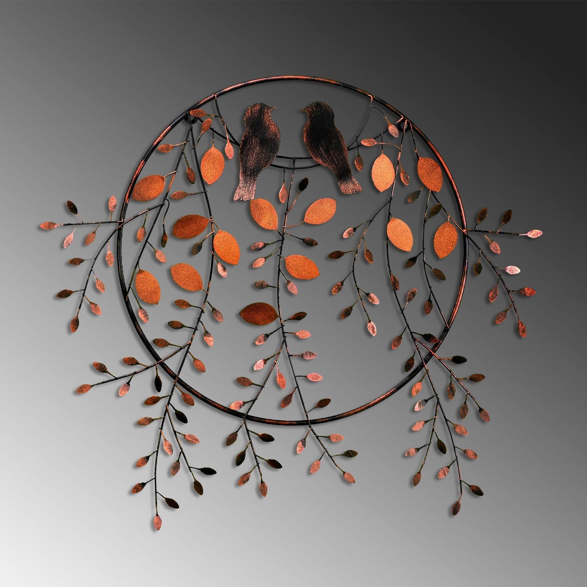 Decoratiune perete 930DYU1235, caramiziu/negru, metal, 86x75 cm