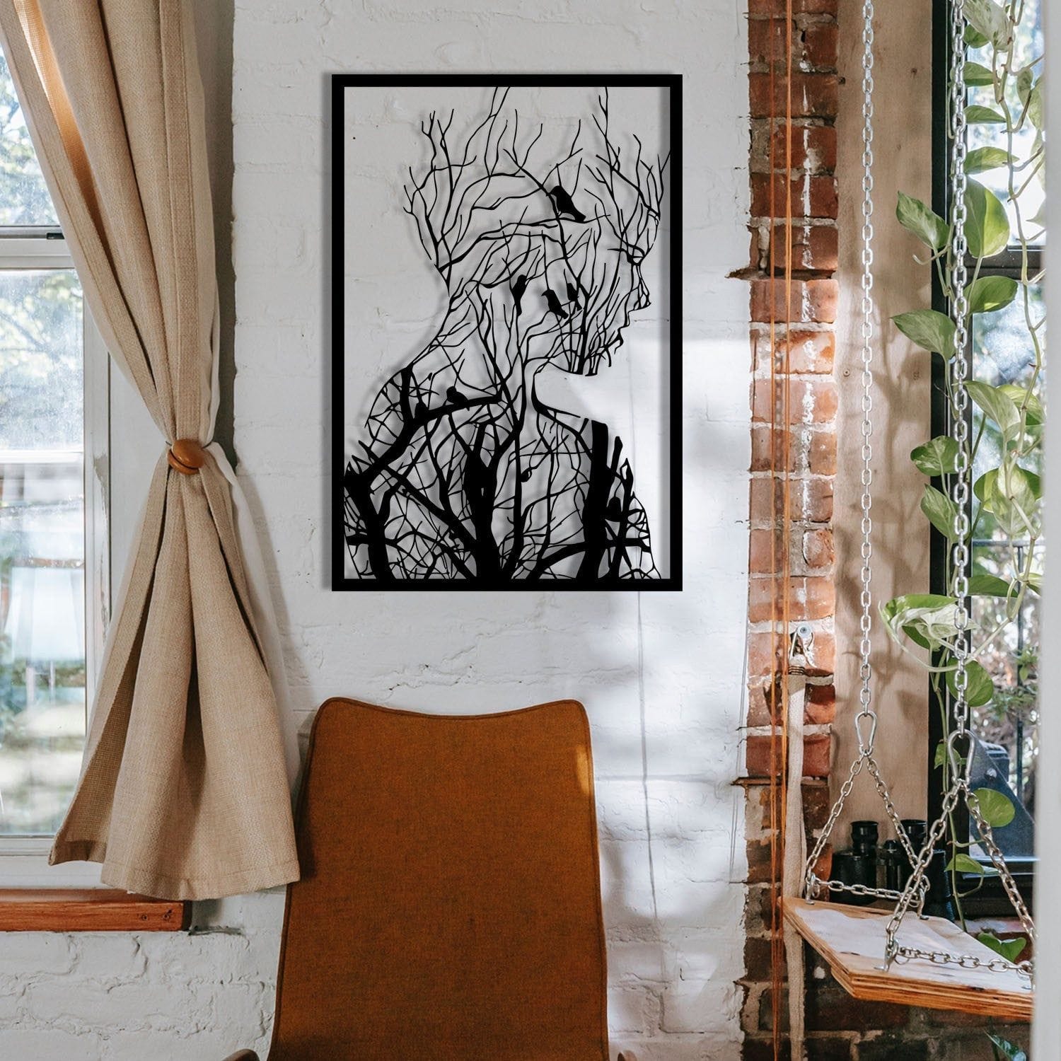 Decoratiune perete ARAKAN, negru, metal, 42x62 cm