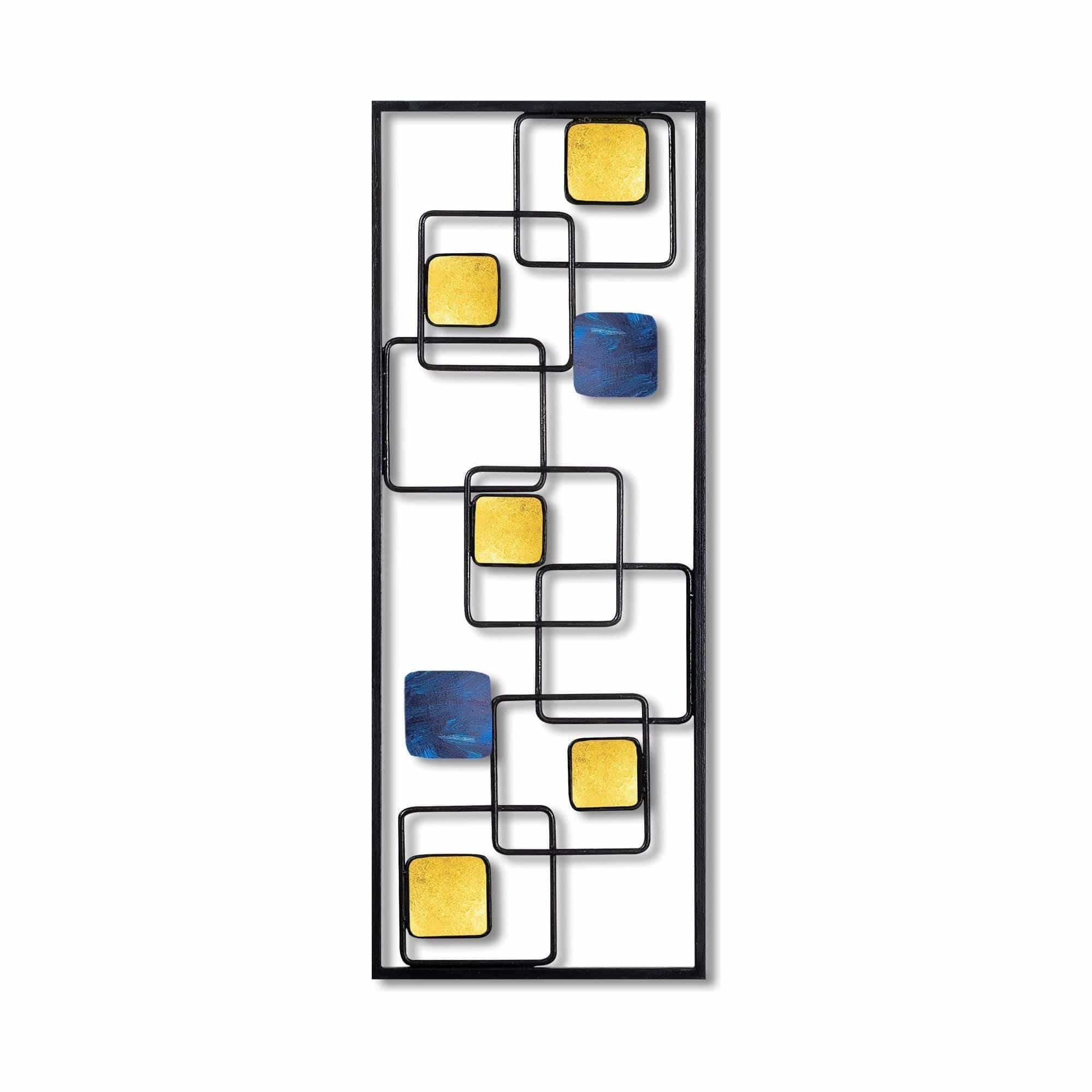 Decoratiune perete ART INFINITE, galben/albastru/negru, metal, 28x5x74 cm