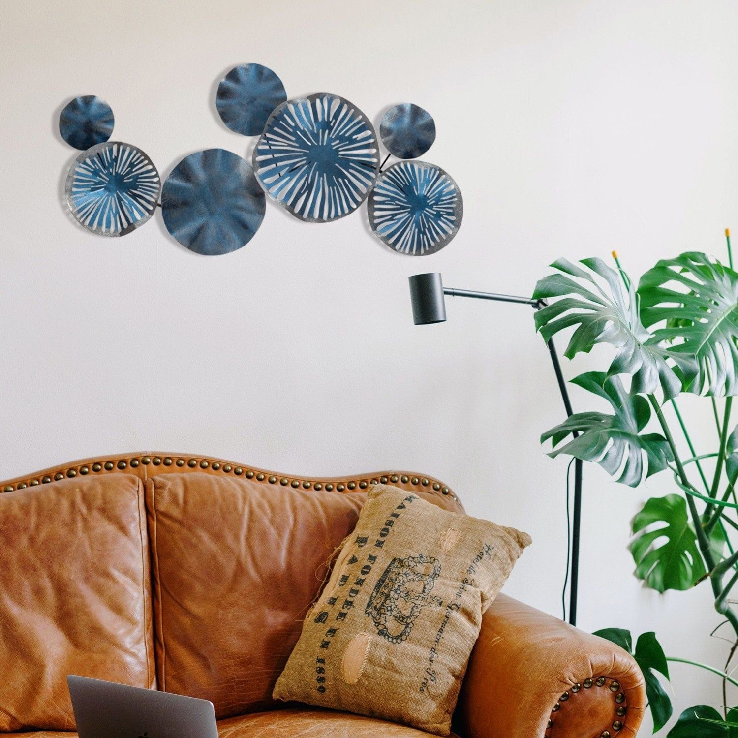 Decoratiune perete ASTRID, albastru, metal, 79x1x35 cm