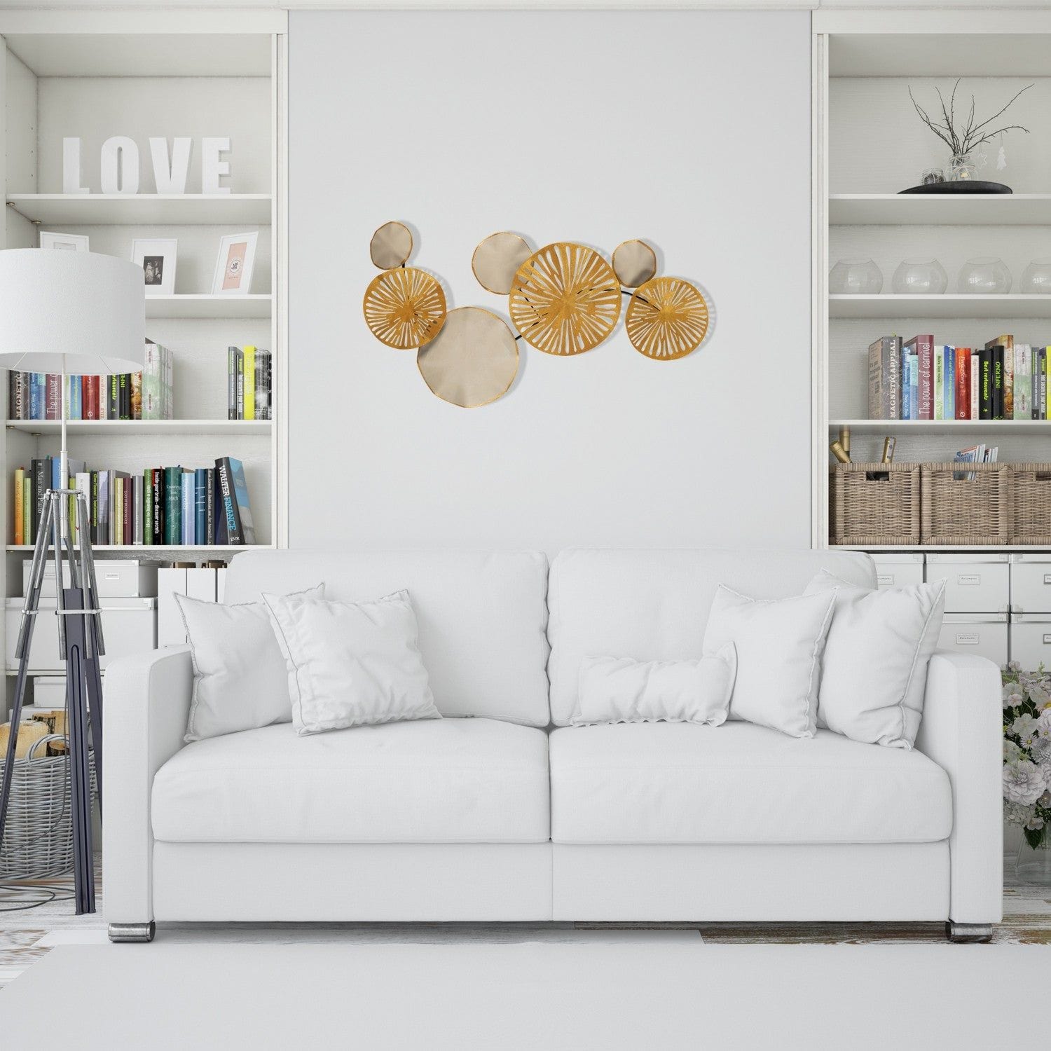 Decoratiune perete ASTRID-CH102-3, auriu/crem inchis, metal, 79x35 cm