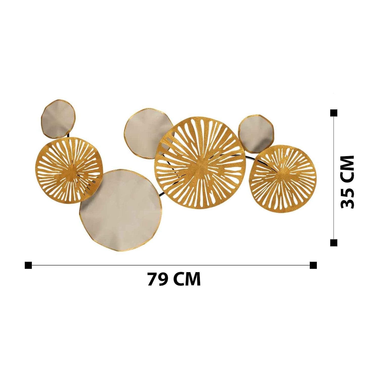 Decoratiune perete ASTRID-CH102-3, auriu/crem inchis, metal, 79x35 cm