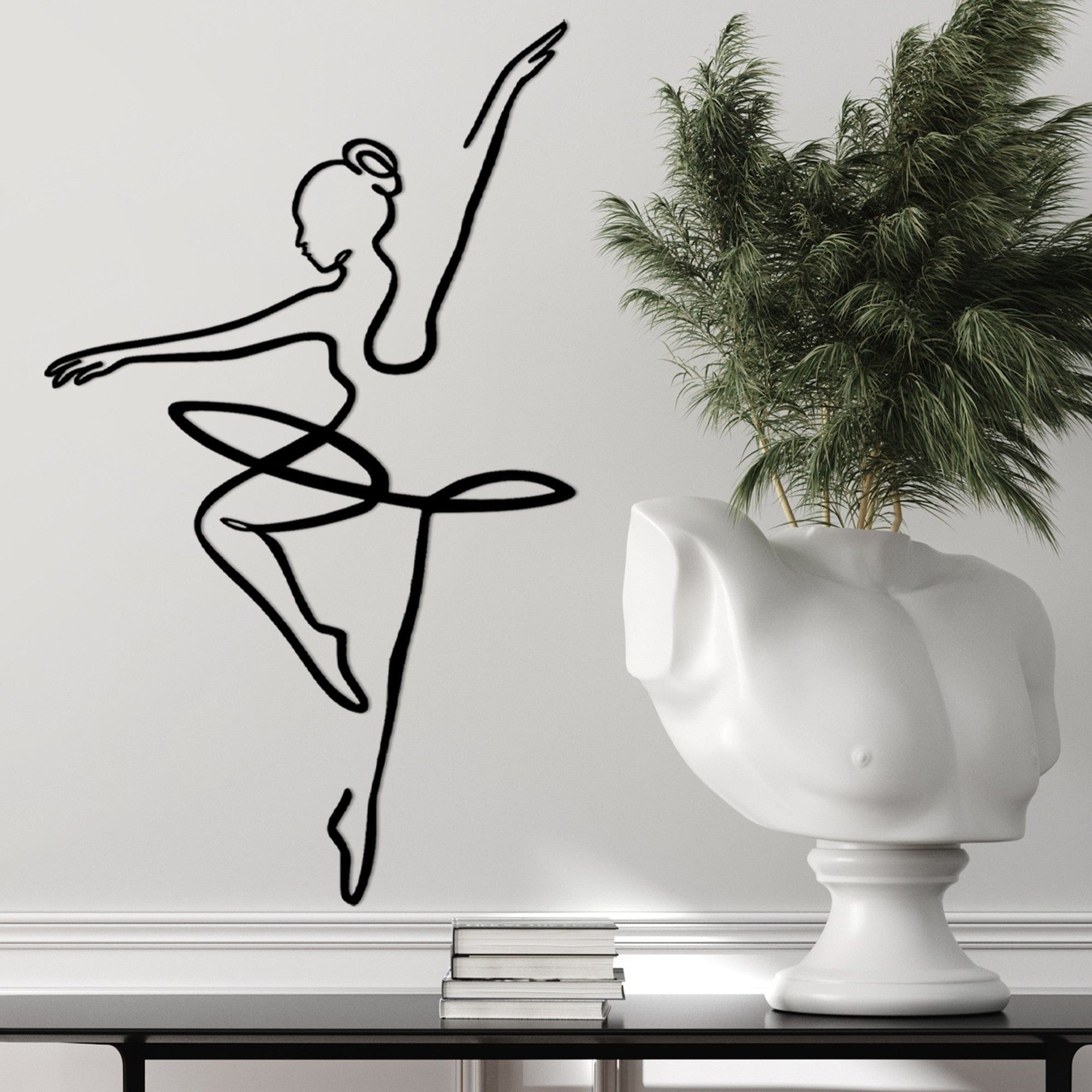 Decoratiune perete BALLERINA 1, negru, metal, 70x42 cm