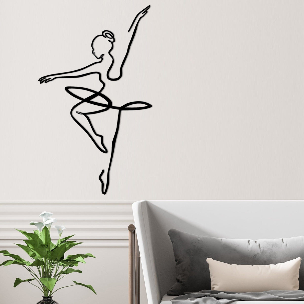 Decoratiune perete BALLERINA 1, negru, metal, 70x42 cm