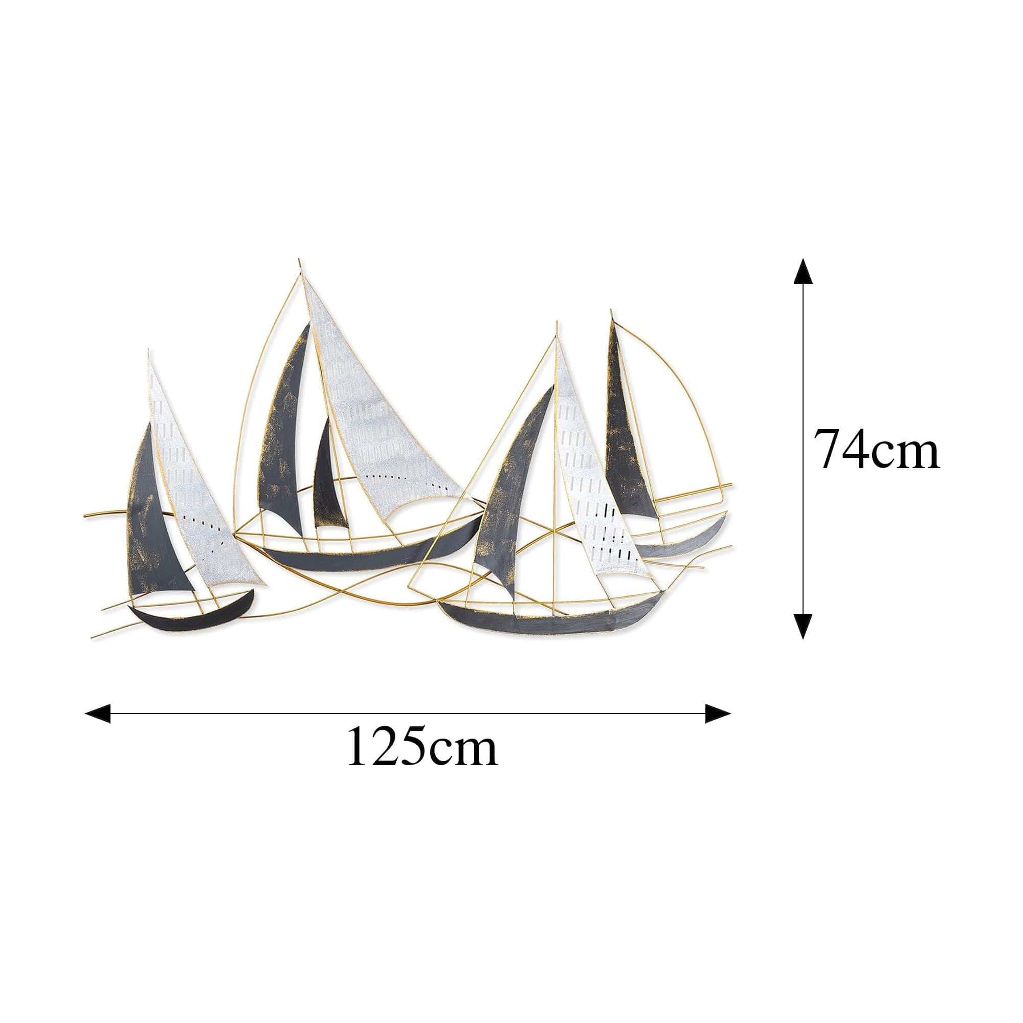 Decoratiune perete BARBAROS, auriu/gri, metal, 125x8x74 cm