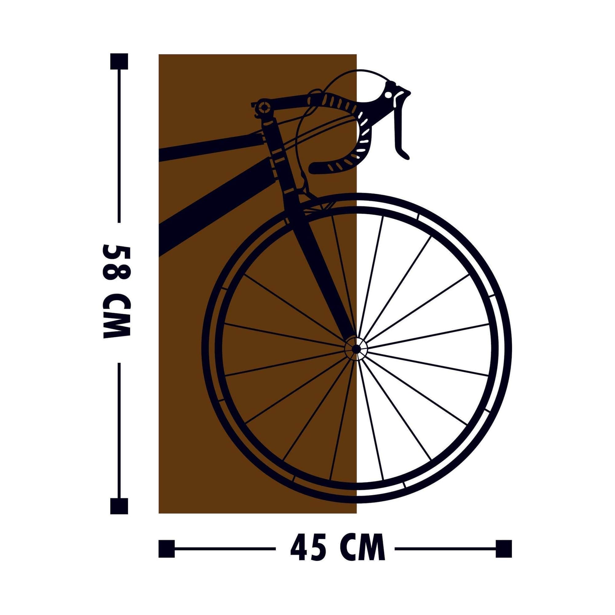 Decoratiune perete BISIKLET, stejar/negru, lemn/metal, 45x58 cm