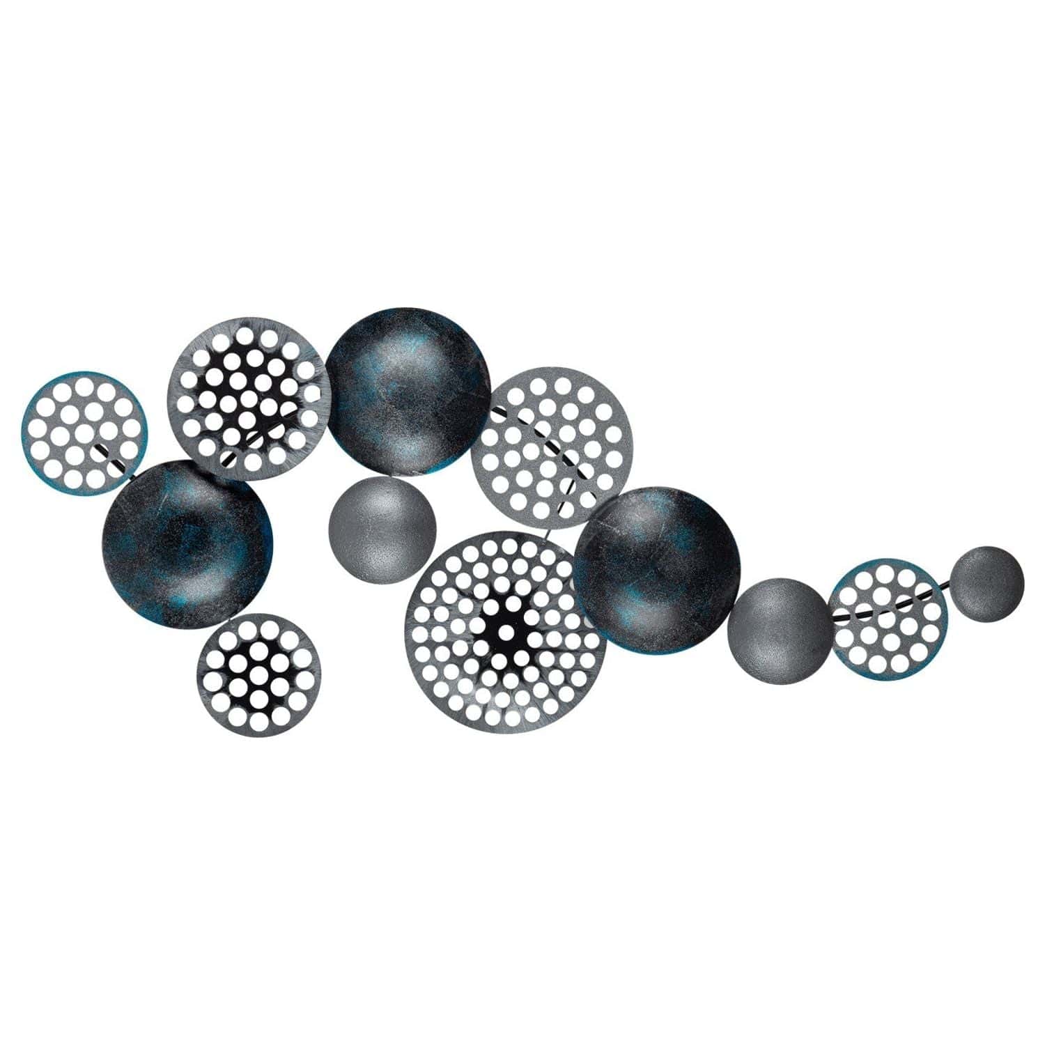 Decoratiune perete BRONTE-CH103-4, gri inchis/albastru, metal, 90x8x42 cm