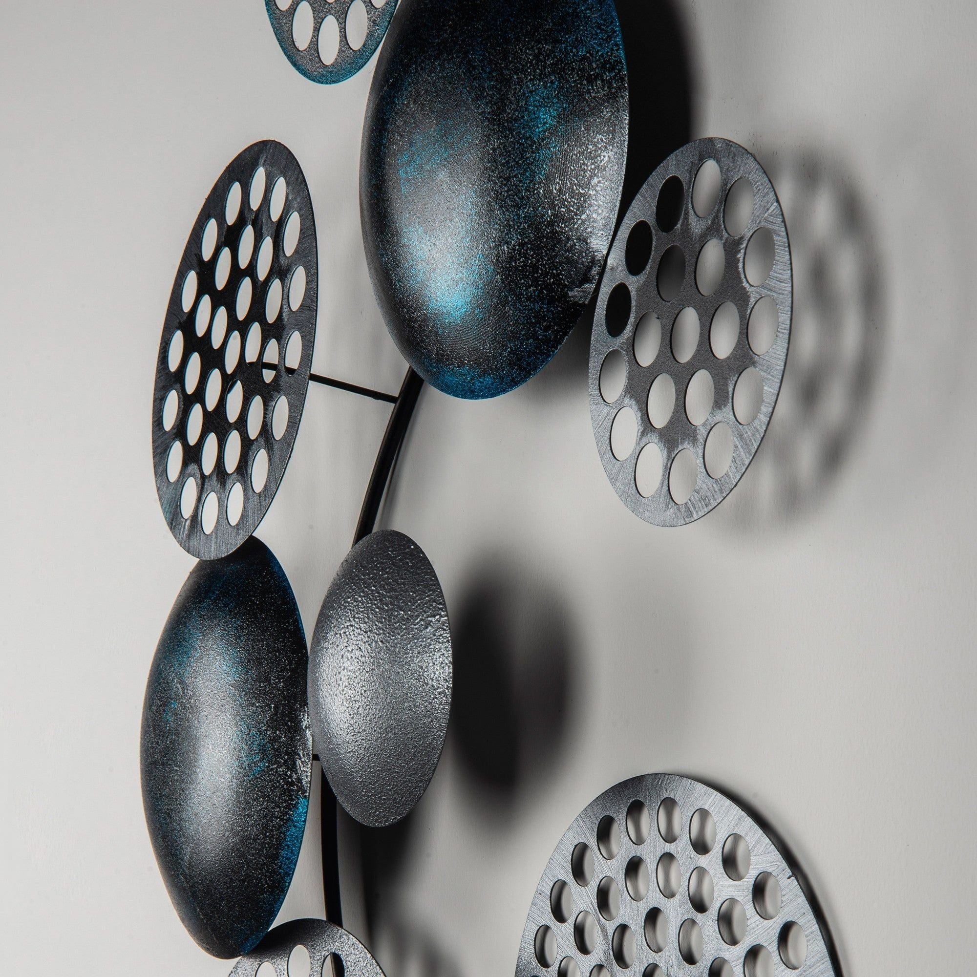 Decoratiune perete BRONTE-CH103-4, gri inchis/albastru, metal, 90x8x42 cm