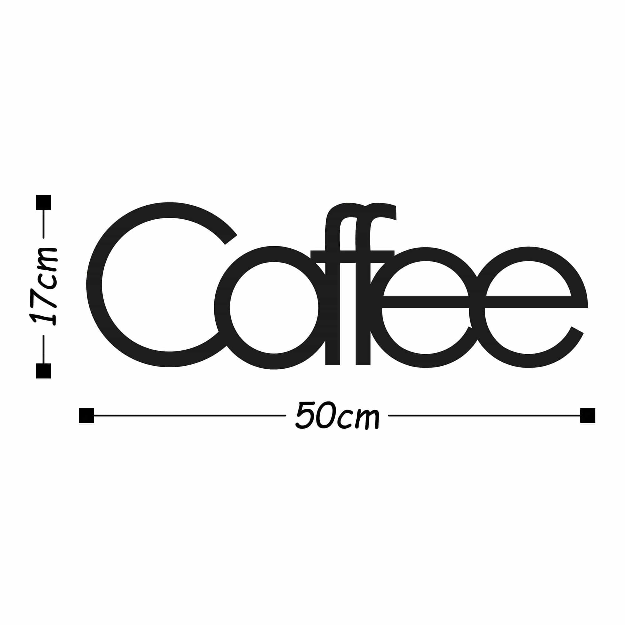 Decoratiune perete COFFEE, negru, metal, 50x17 cm