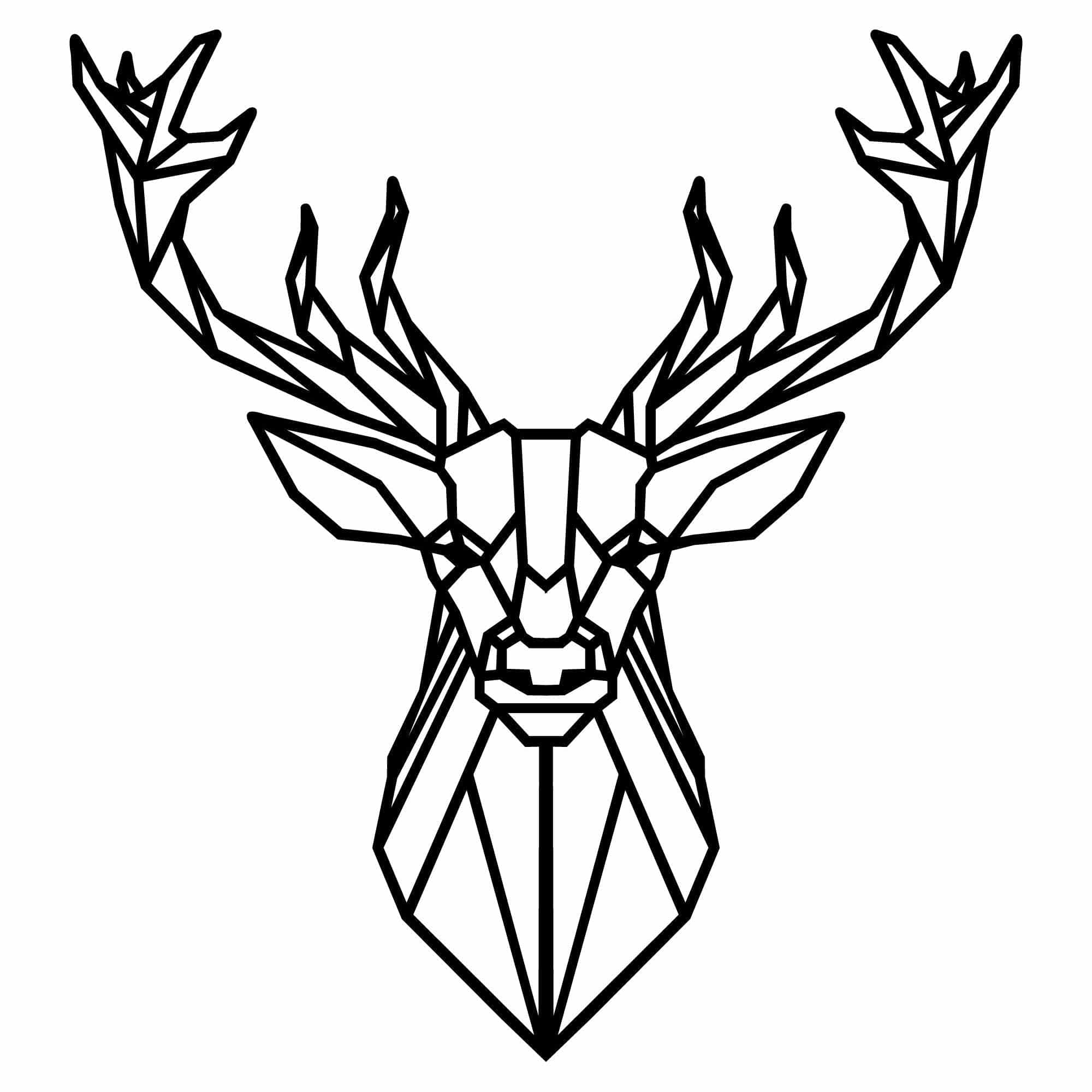 Decoratiune perete DEER4, negru, metal, 60x65 cm