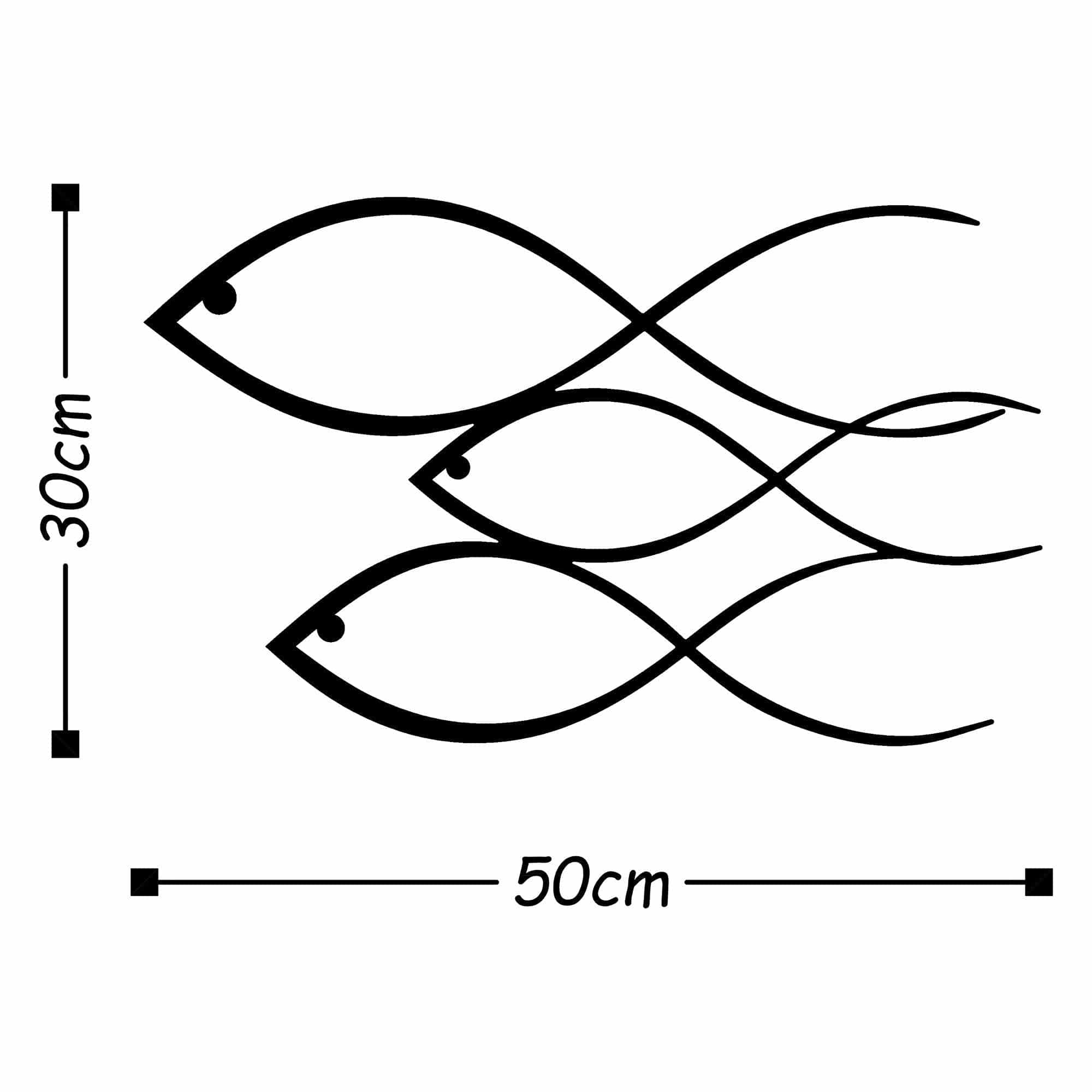 Decoratiune perete FISH, negru, metal, 50x30 cm