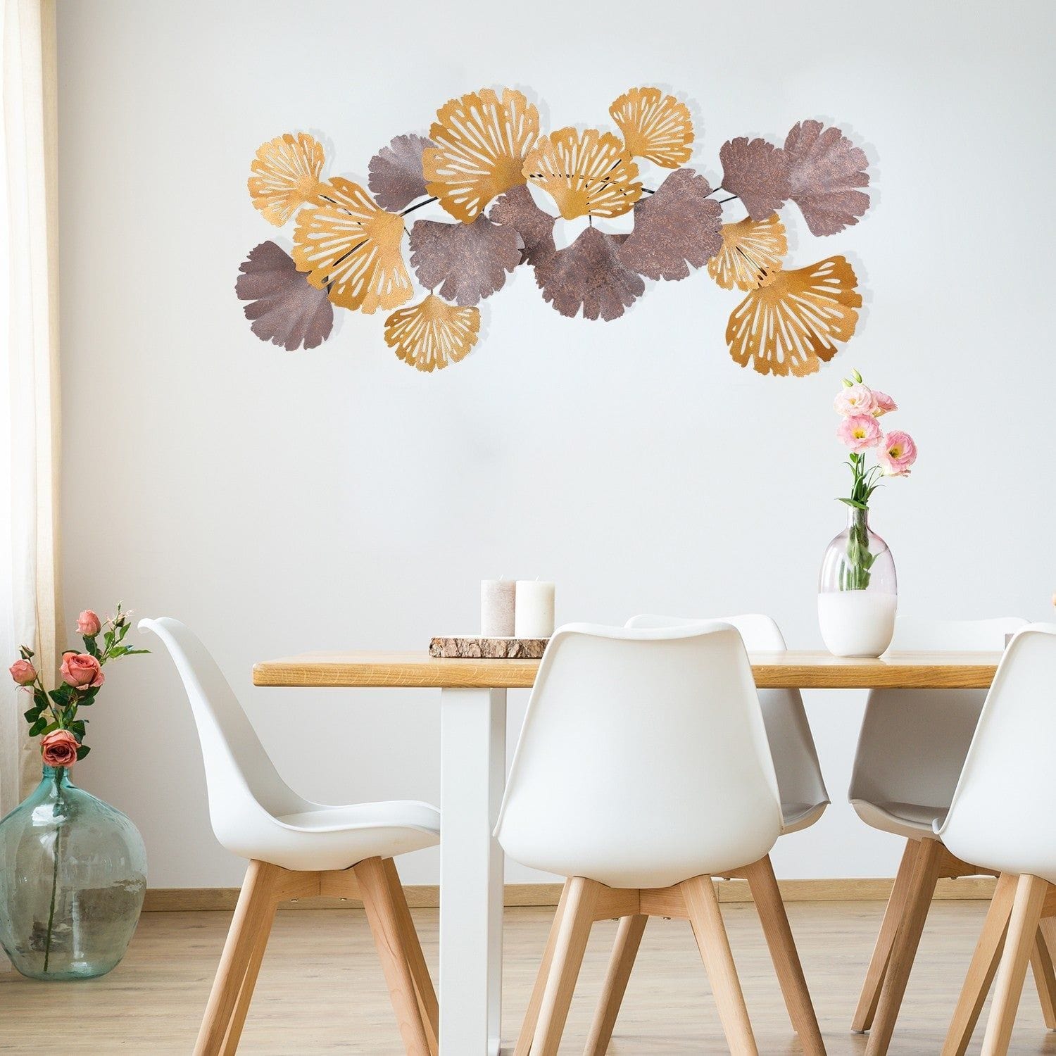 Decoratiune perete GERGO, bej/auriu, metal, 130x6x60 cm