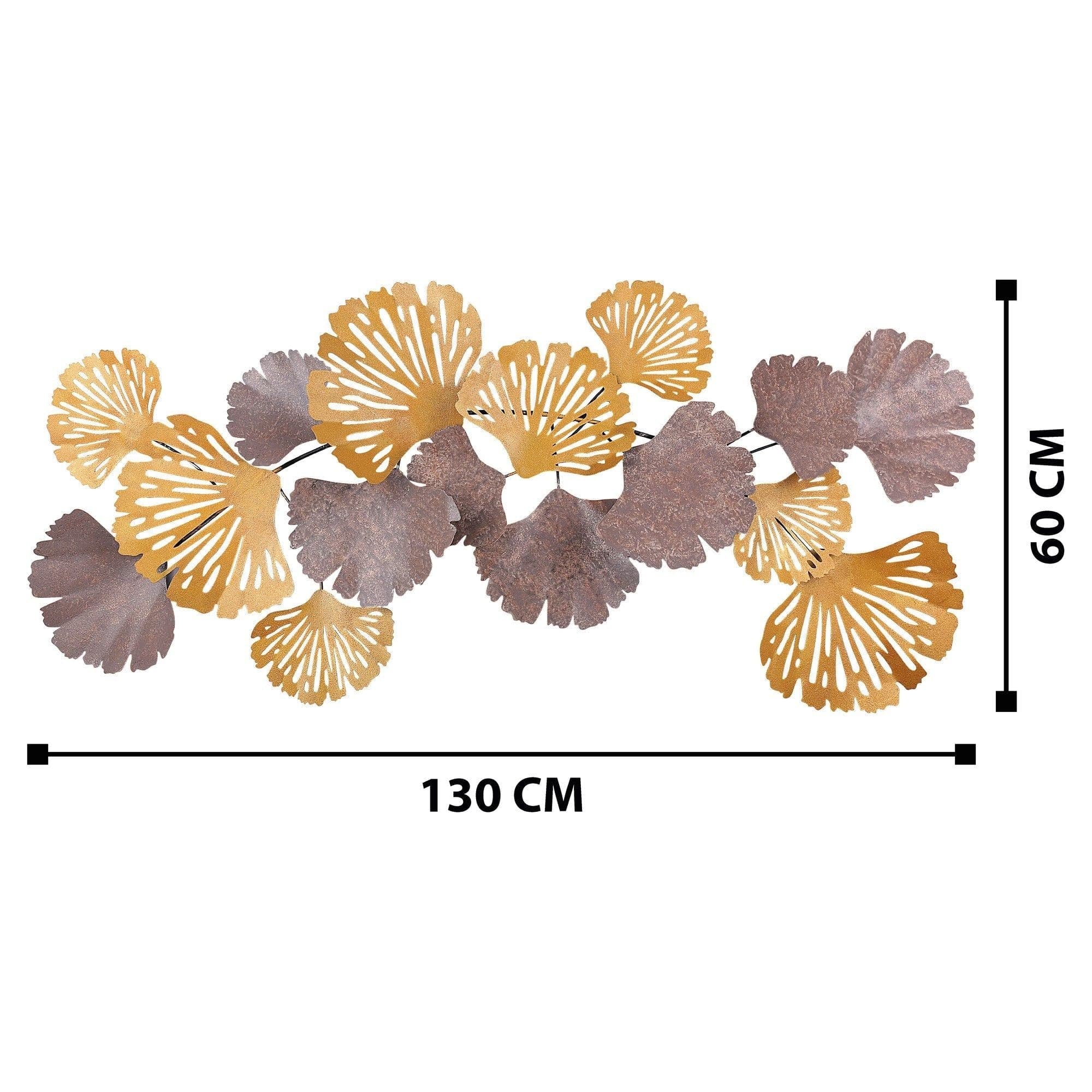 Decoratiune perete GERGO, bej/auriu, metal, 130x6x60 cm