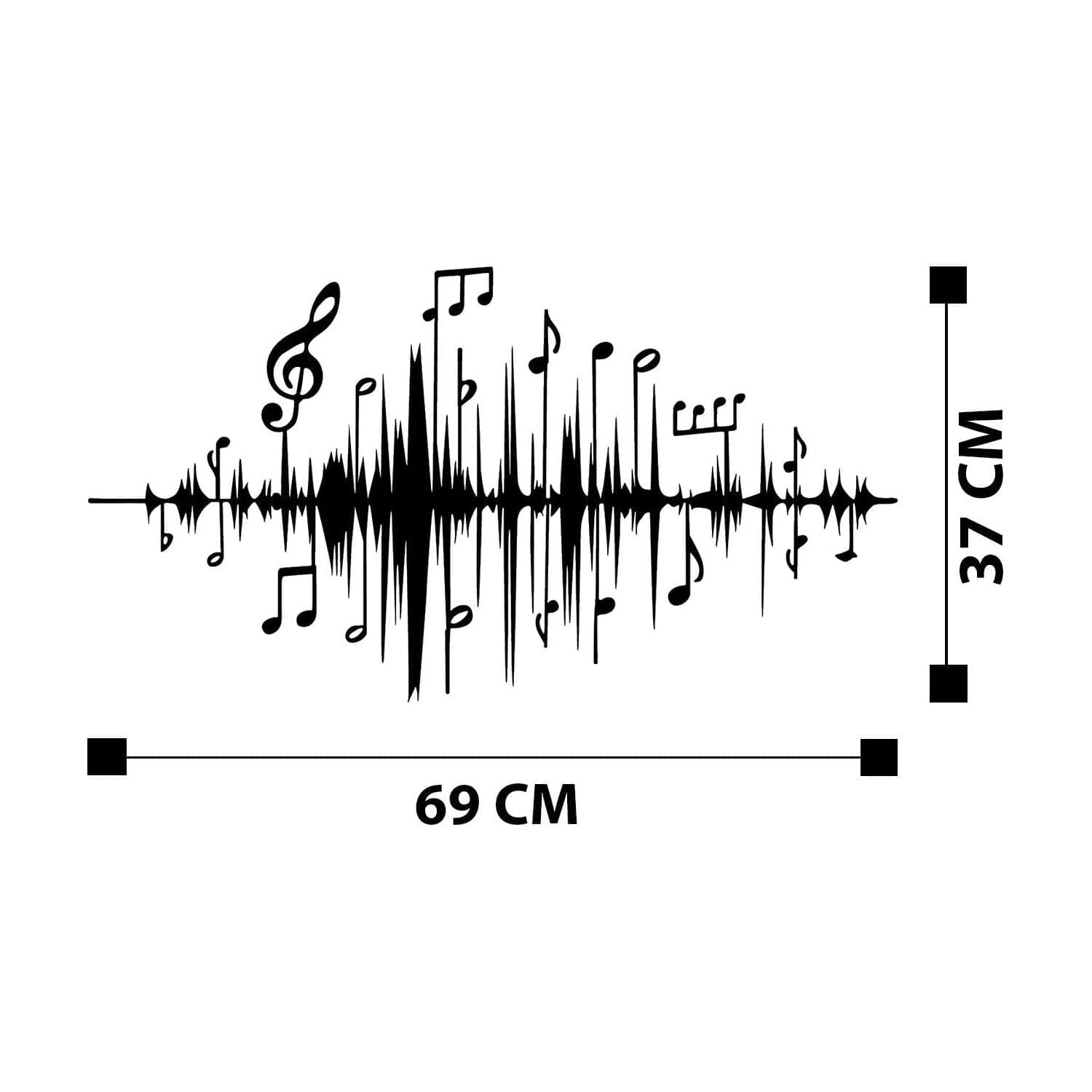 Decoratiune perete LAL, negru, metal, 69x37 cm