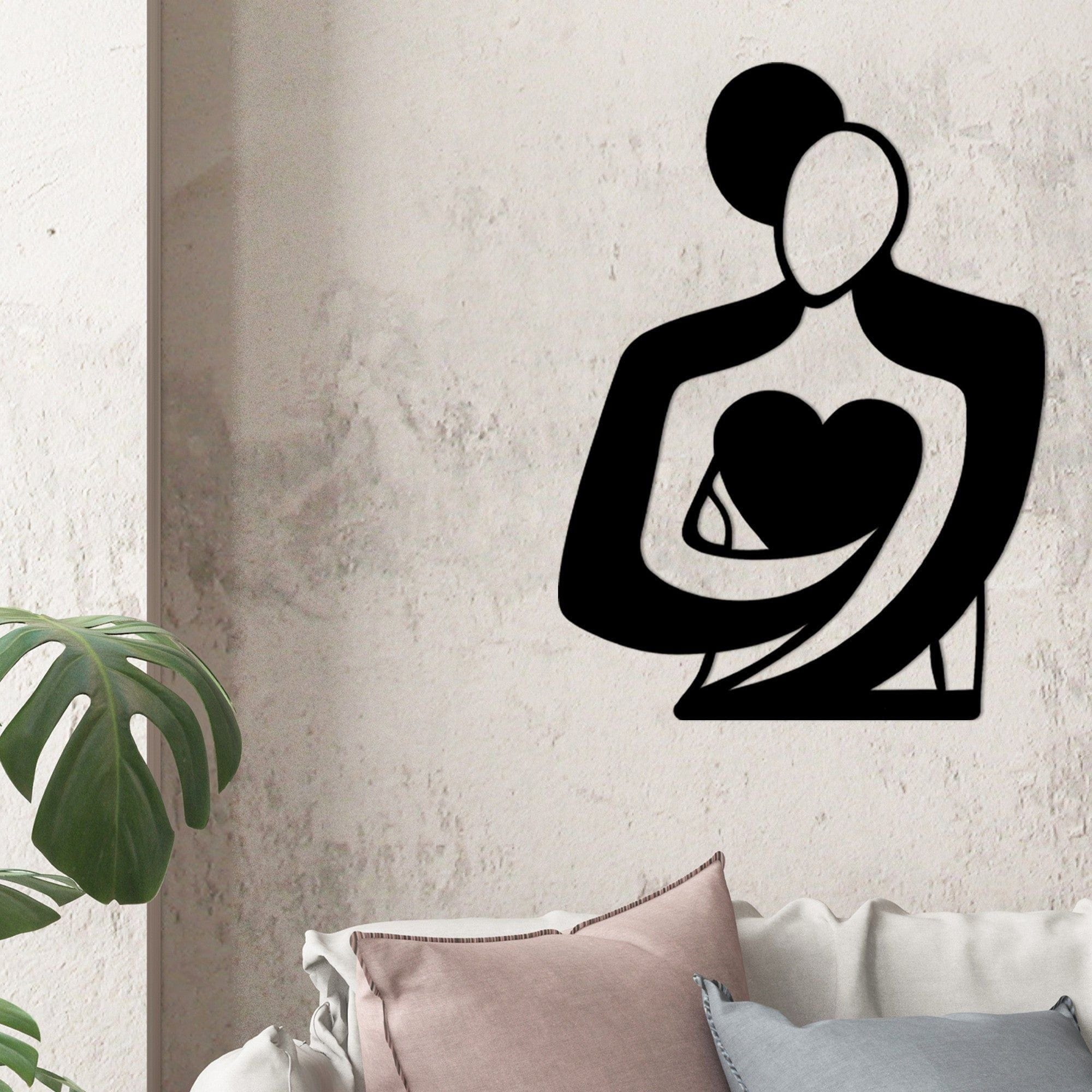 Decoratiune perete LOVE, negru, metal, 70x52 cm