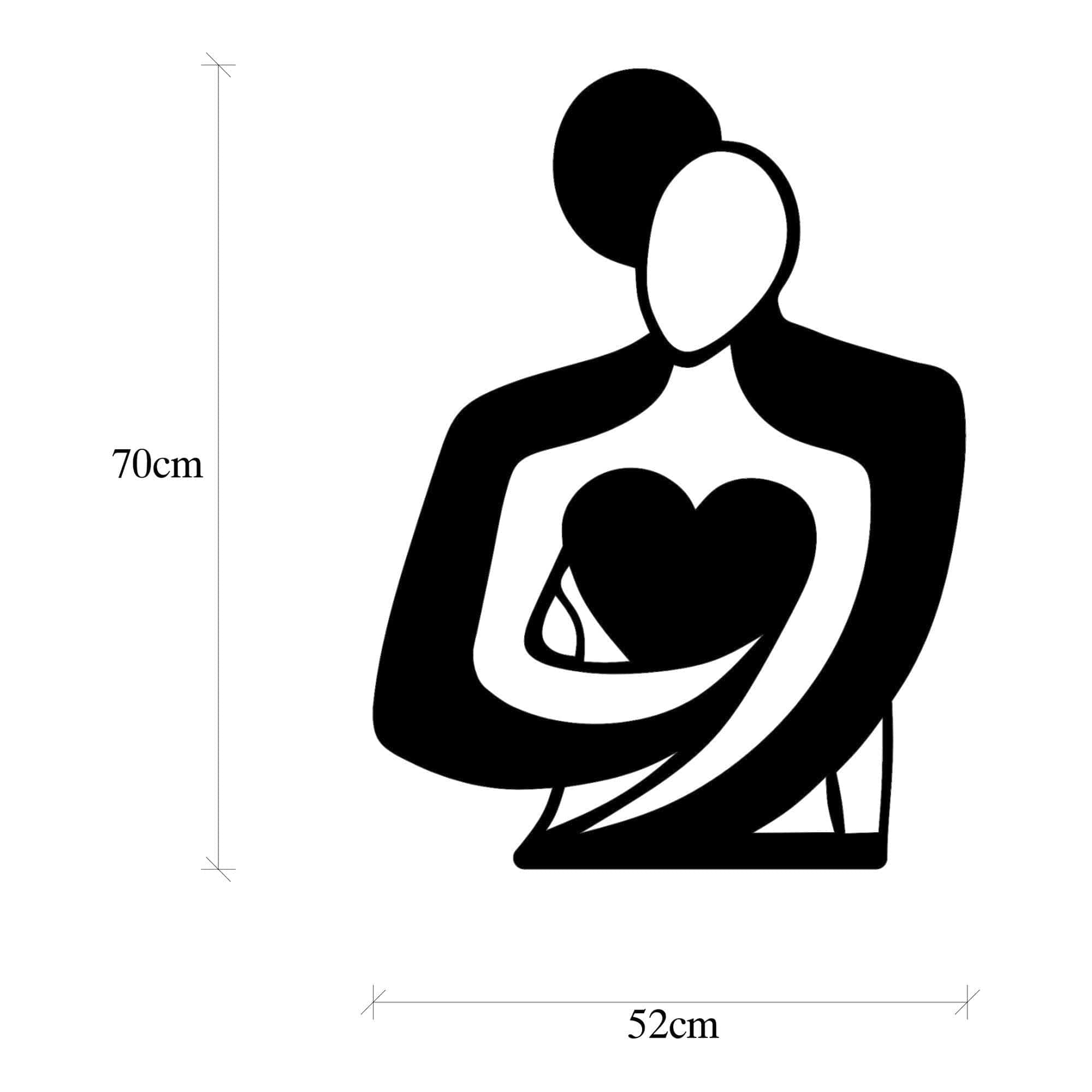 Decoratiune perete LOVE, negru, metal, 70x52 cm