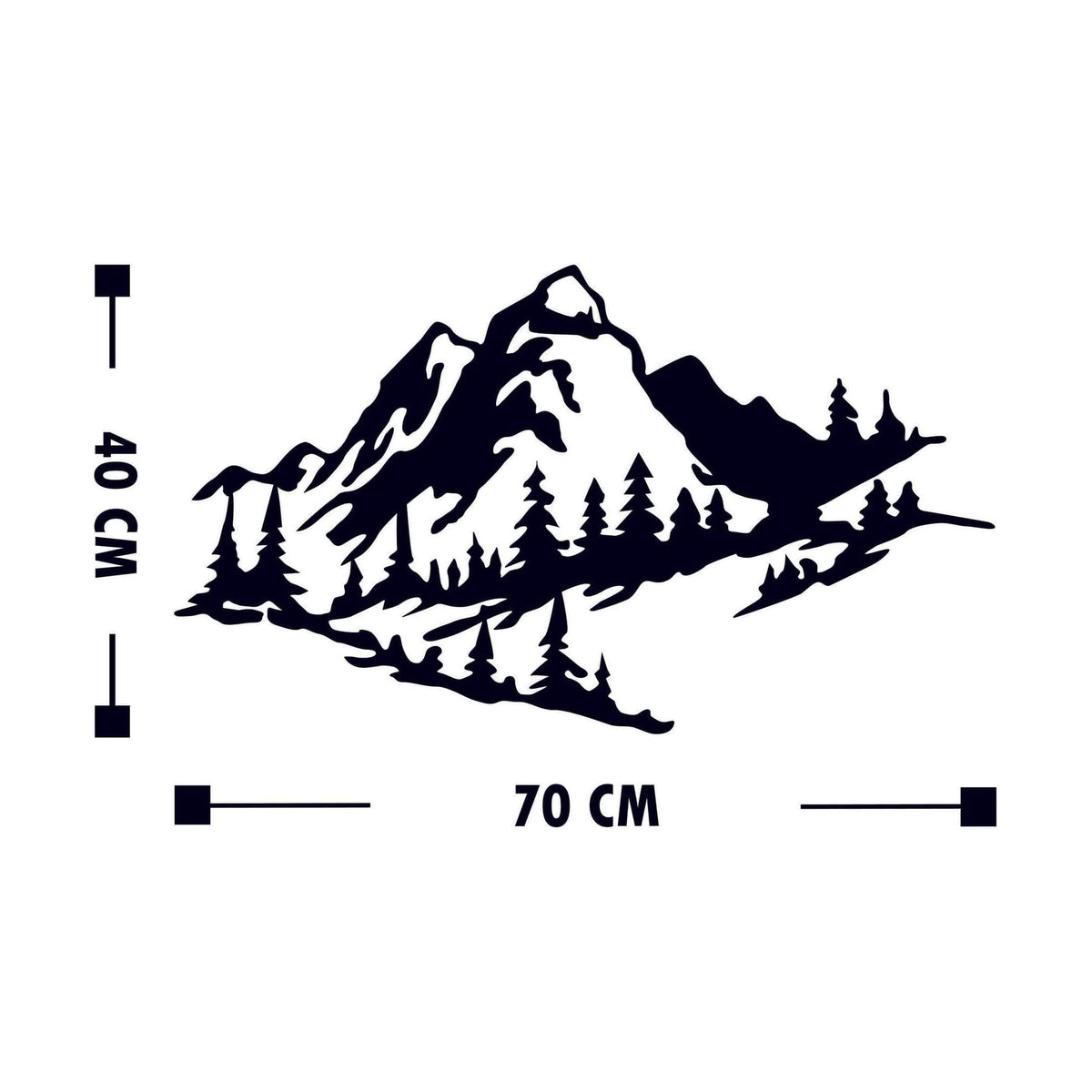 Decoratiune perete MOUNTAIN 2, negru, metal, 70x40 cm