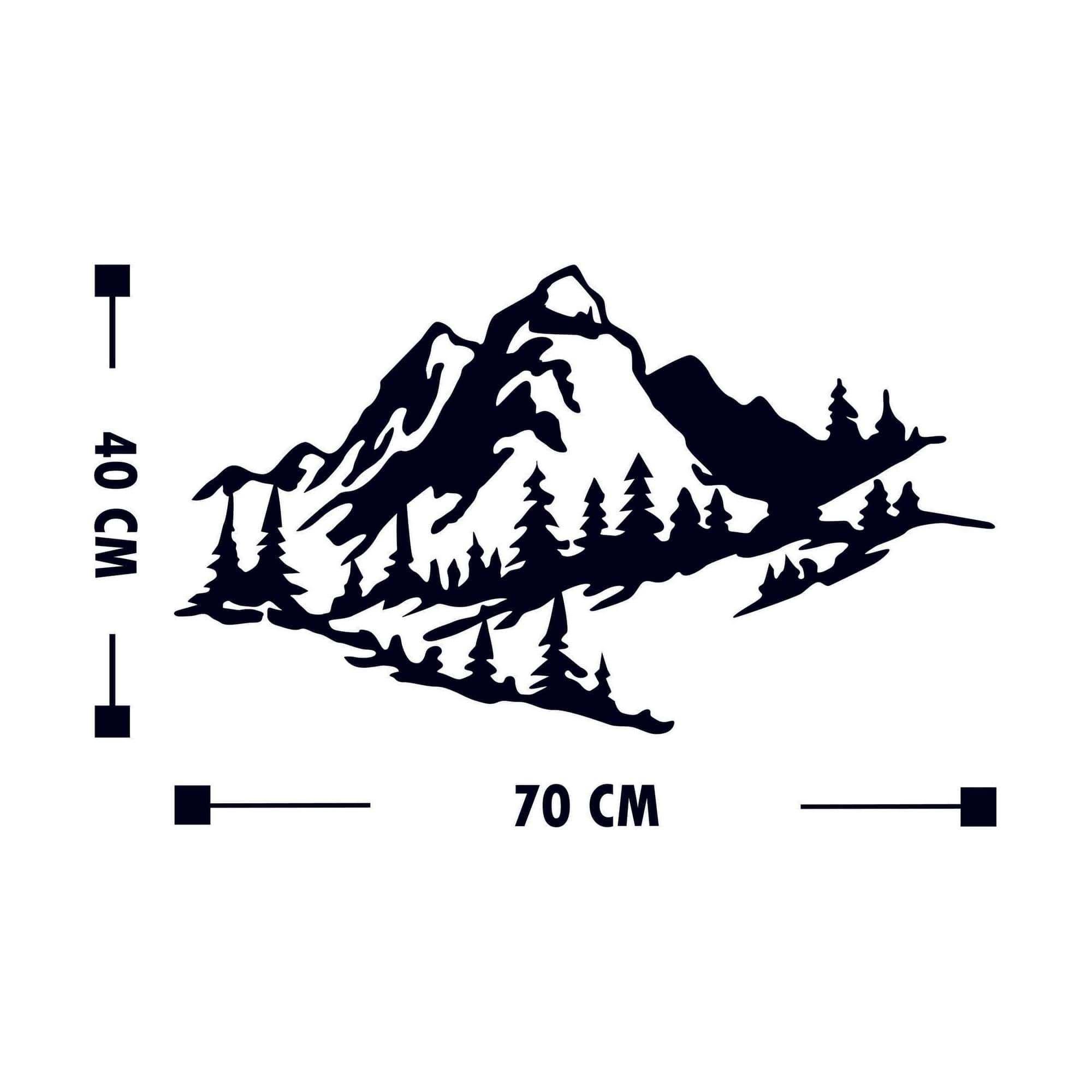 Decoratiune perete MOUNTAIN 2, negru, metal, 70x40 cm