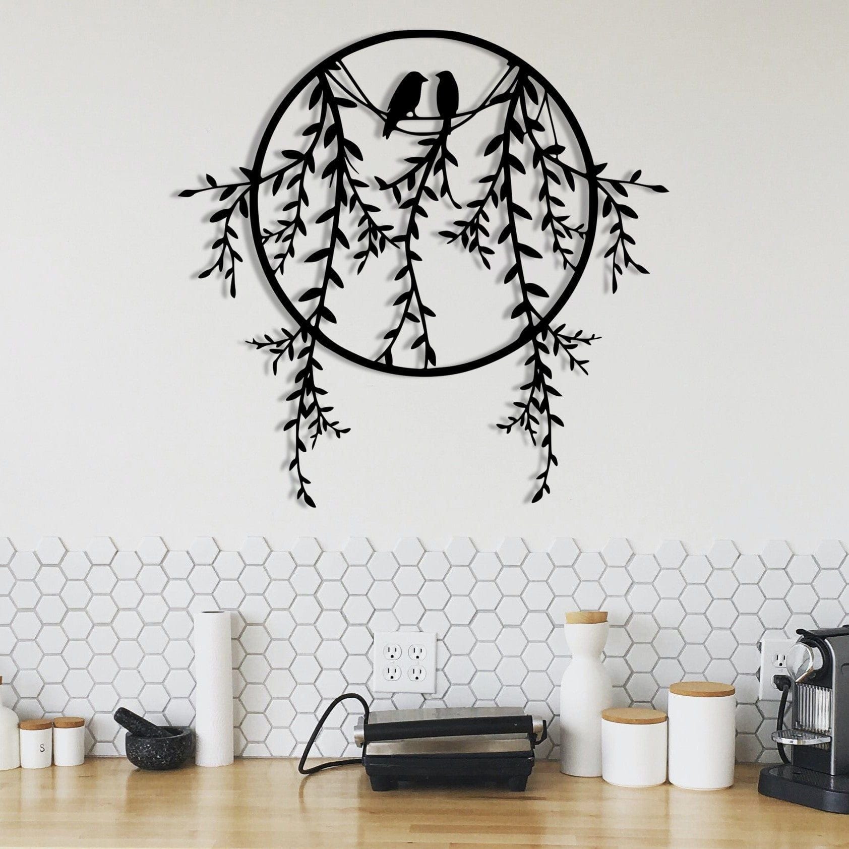 Decoratiune perete SIRAYET, negru, metalic, 45x44 cm