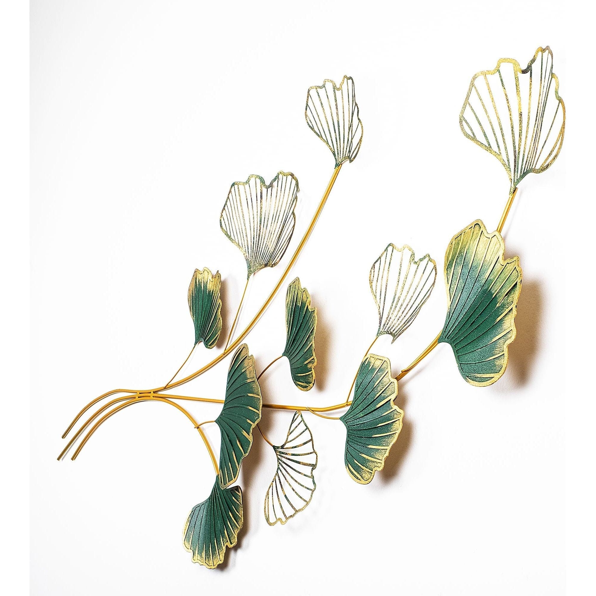 Decoratiune perete YIWU, verde/auriu, metal, 120x4x100 cm